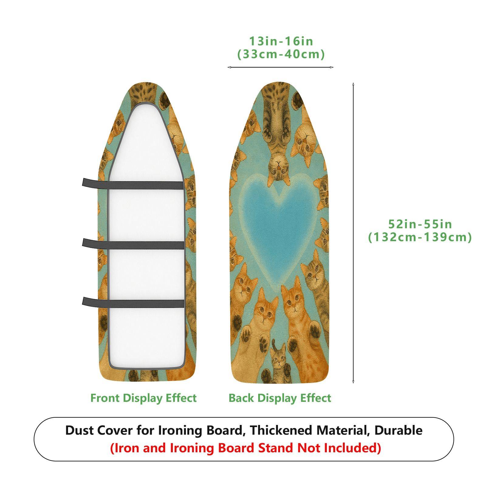 1-Piece Cat Heart Blue  Ironing Board Cover, Universal Size, Without Board