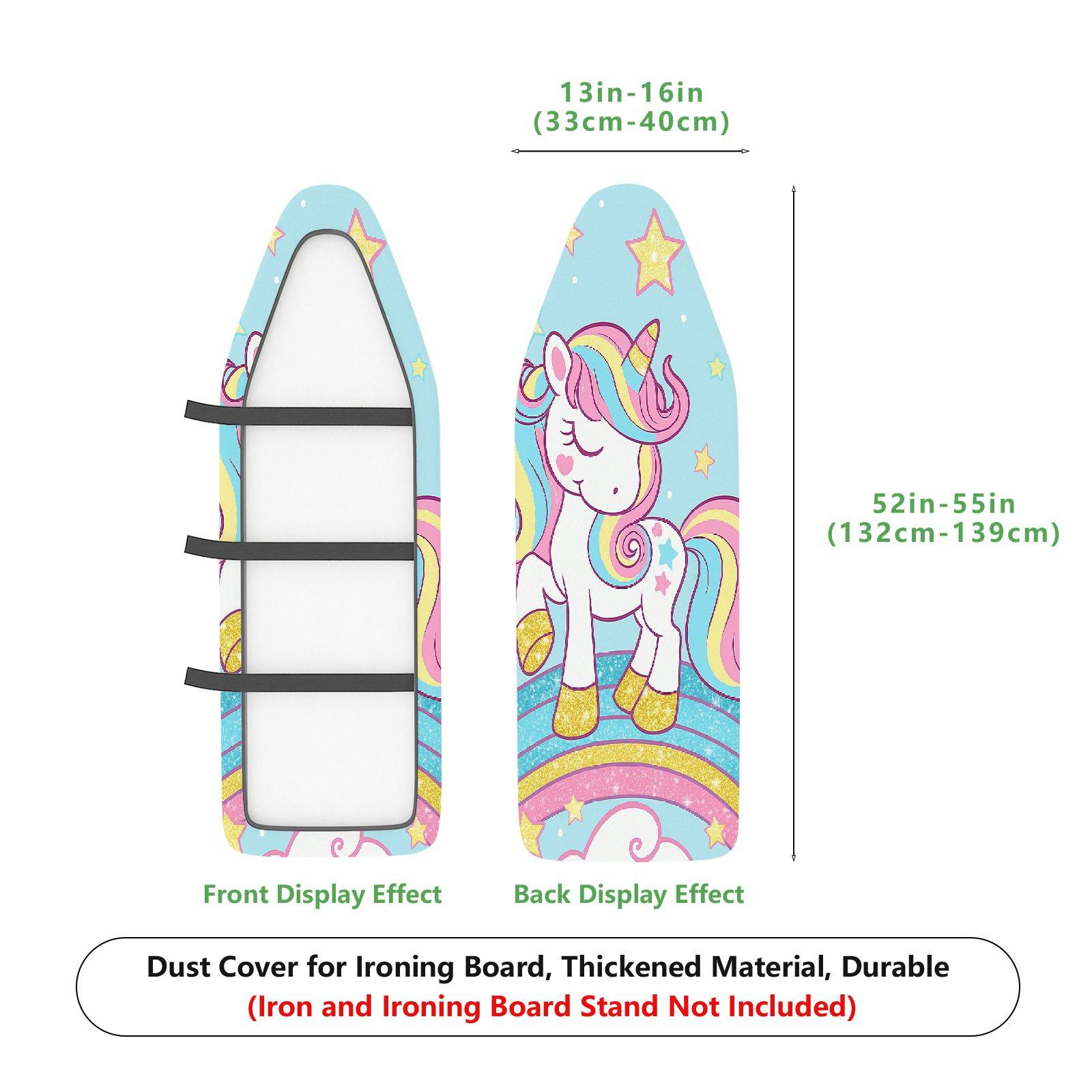 1-Piece Unicorn Rainbow Stars  Ironing Board Cover, Universal Size, Without Board