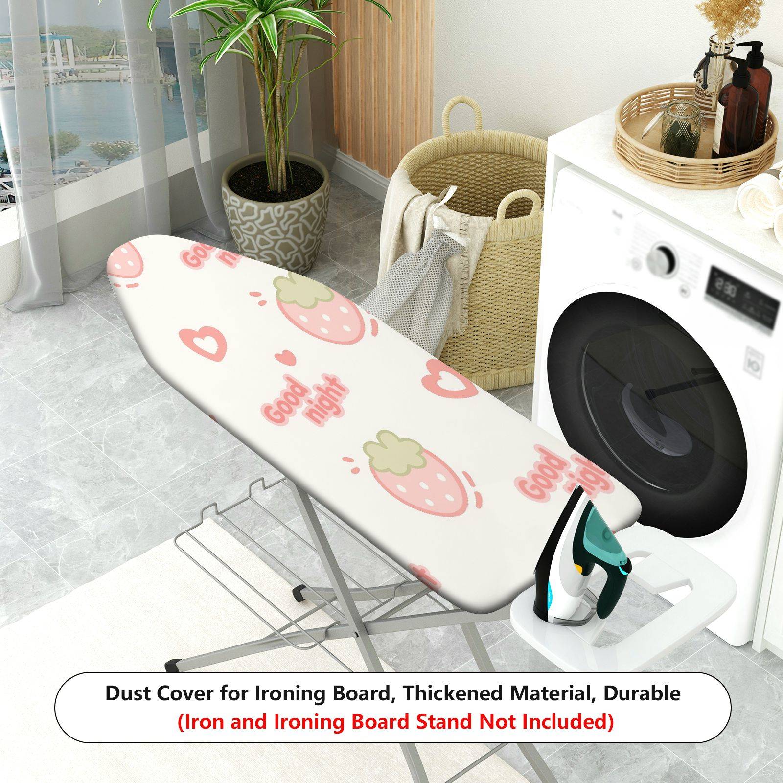 1-Piece Strawberry Heart Print Good Night  Ironing Board Cover, Universal Size, Without Board