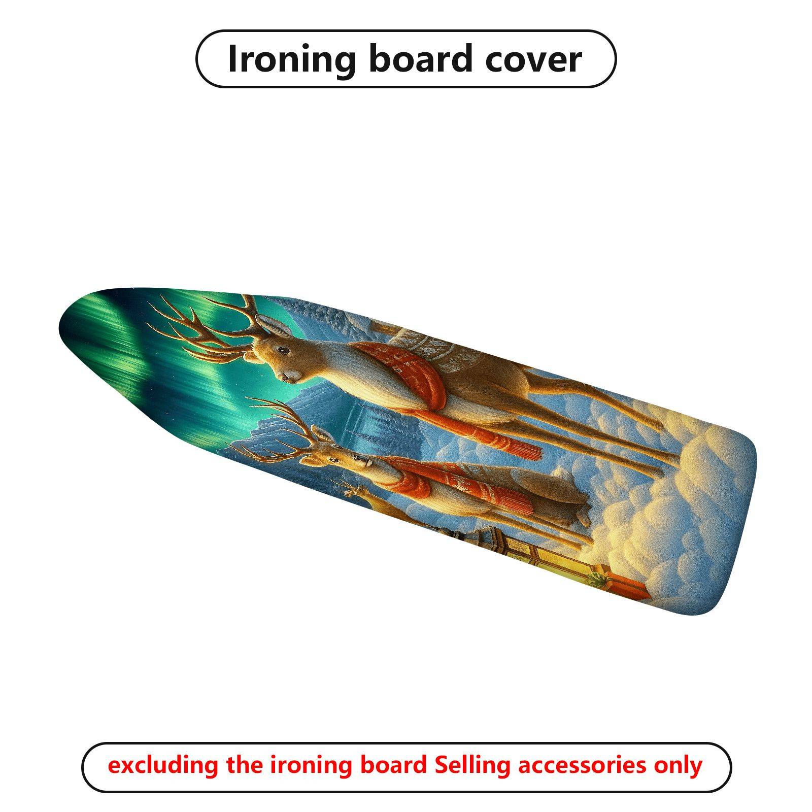 1-Piece Reindeer Aurora Winter  Ironing Board Cover, Universal Size, Without Board