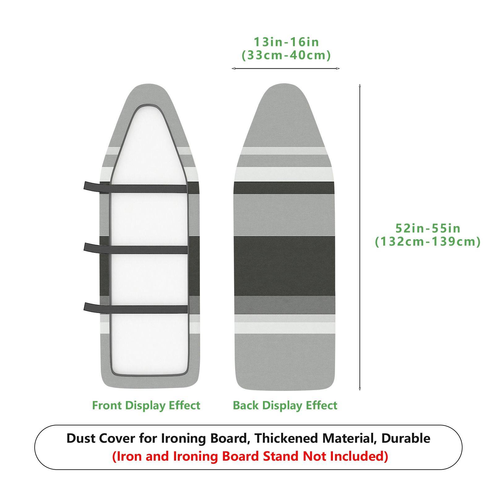1-Piece Striped Gray Black  Ironing Board Cover, Universal Size, Without Board