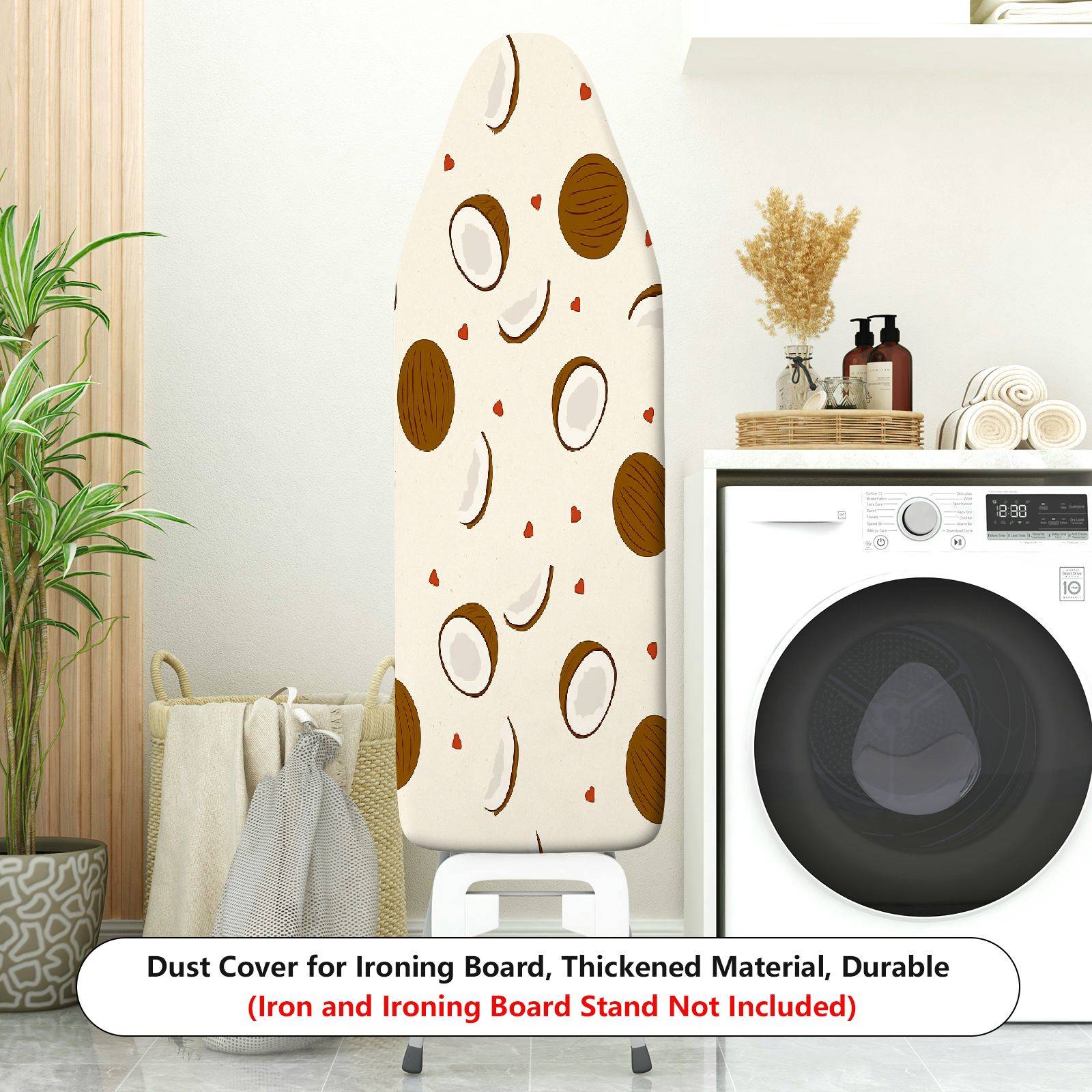 1-Piece Coconut Pattern Tropical Decorative White  Ironing Board Cover, Universal Size, Without Board