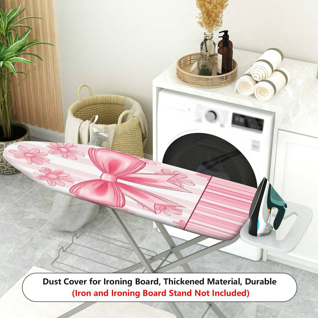 1-Piece Pink Bow Daisy Striped  Ironing Board Cover, Universal Size, Without Board