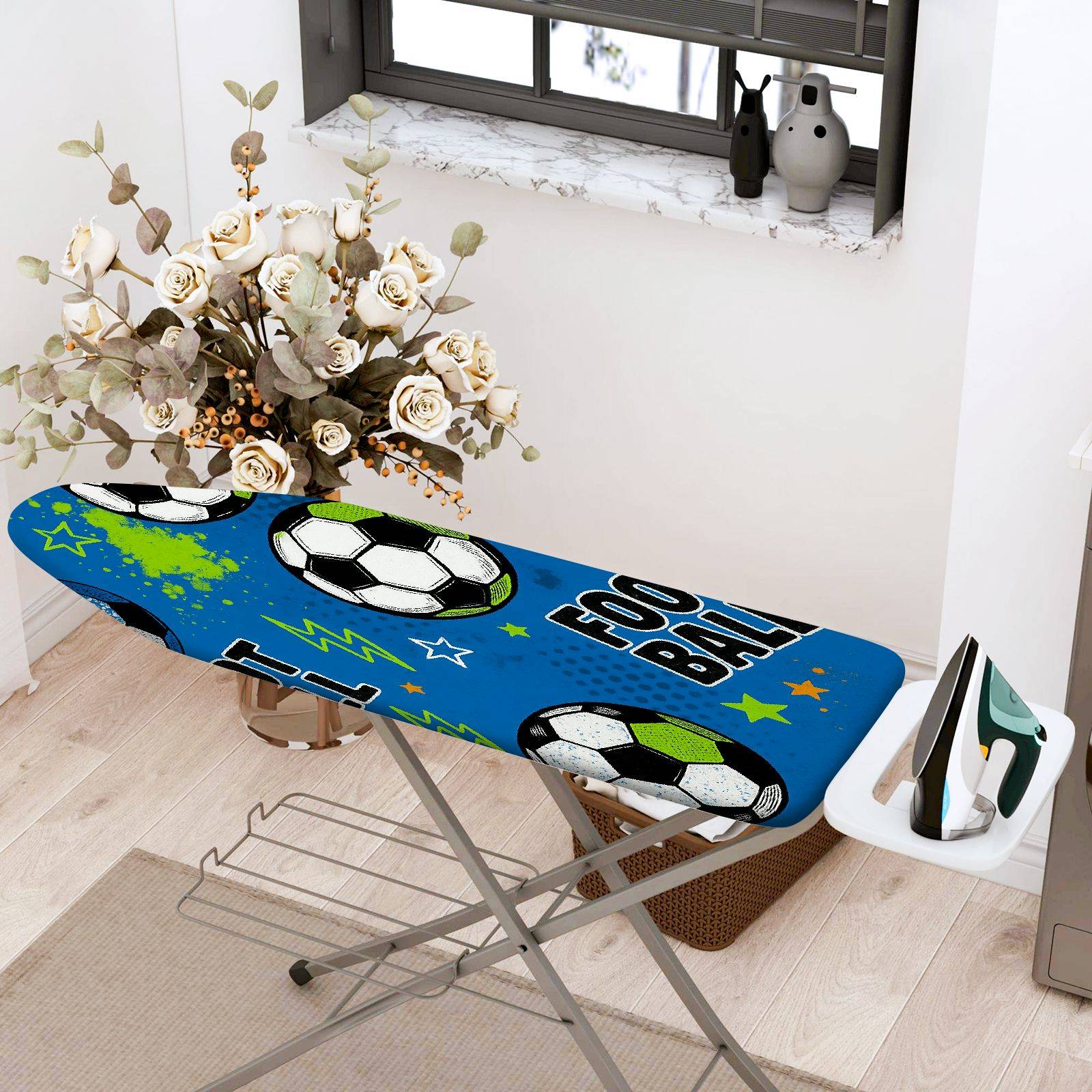 1-Piece Football Soccer Stars  Ironing Board Cover, Universal Size, Without Board