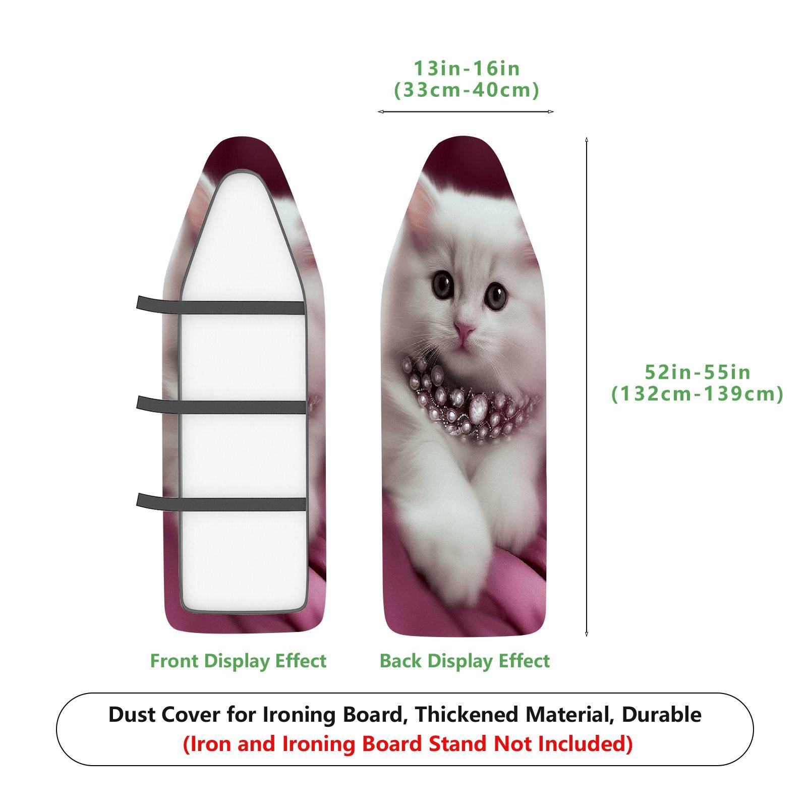 1-Piece Cat Jewel Pink  Ironing Board Cover, Universal Size, Without Board