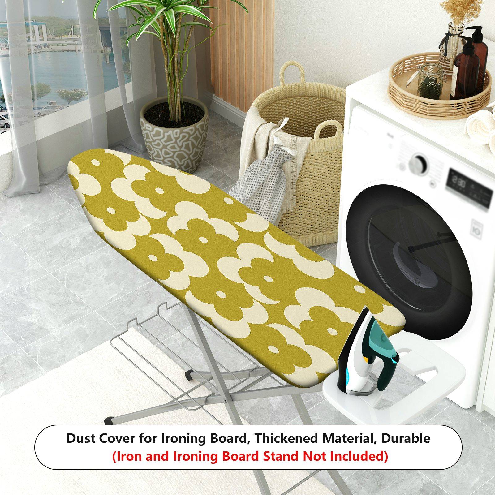 1-Piece Floral Green White Retro  Ironing Board Cover, Universal Size, Without Board