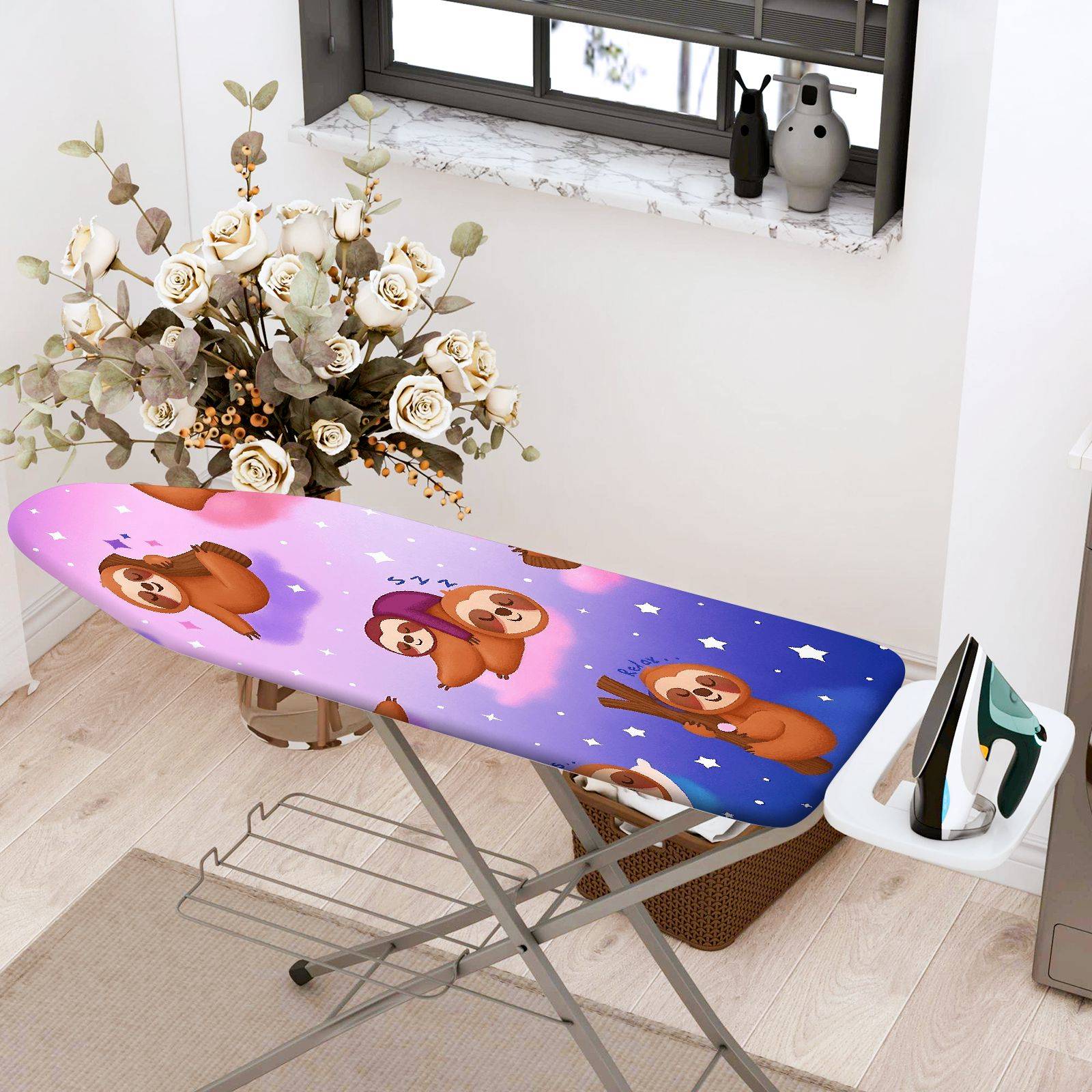 1-Piece Cute Sloth Star Night  Ironing Board Cover, Universal Size, Without Board