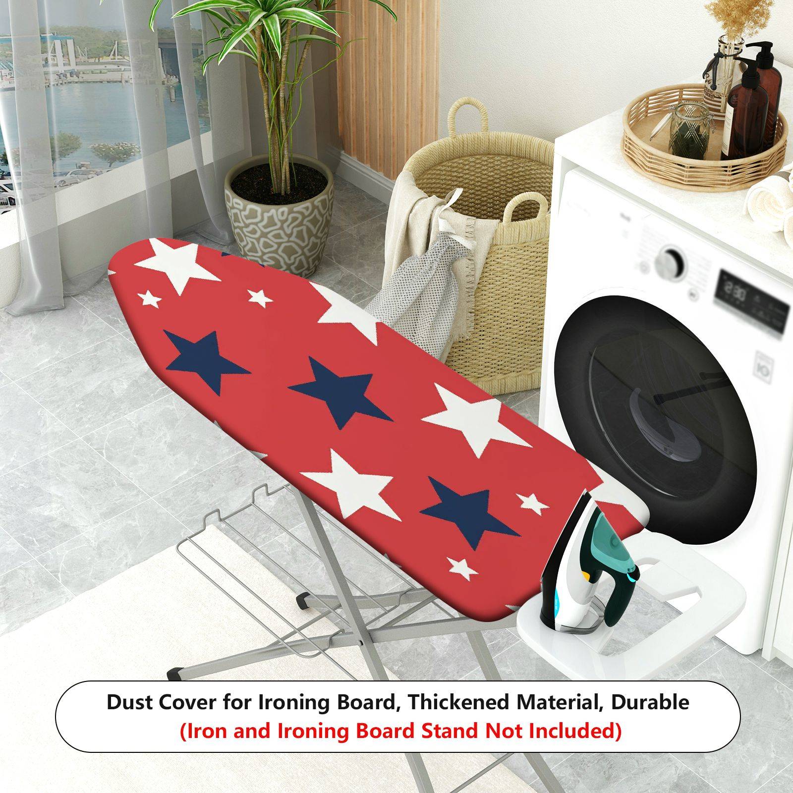 1-Piece Red White Star Pattern American Flag Patriotic  Ironing Board Cover, Universal Size, Without Board
