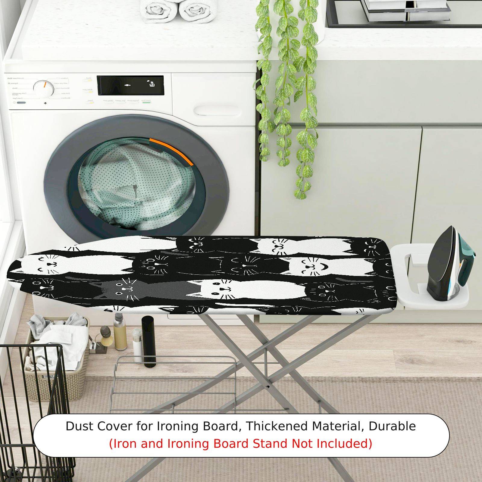 1-Piece Cat Pattern Black White  Ironing Board Cover, Universal Size, Without Board