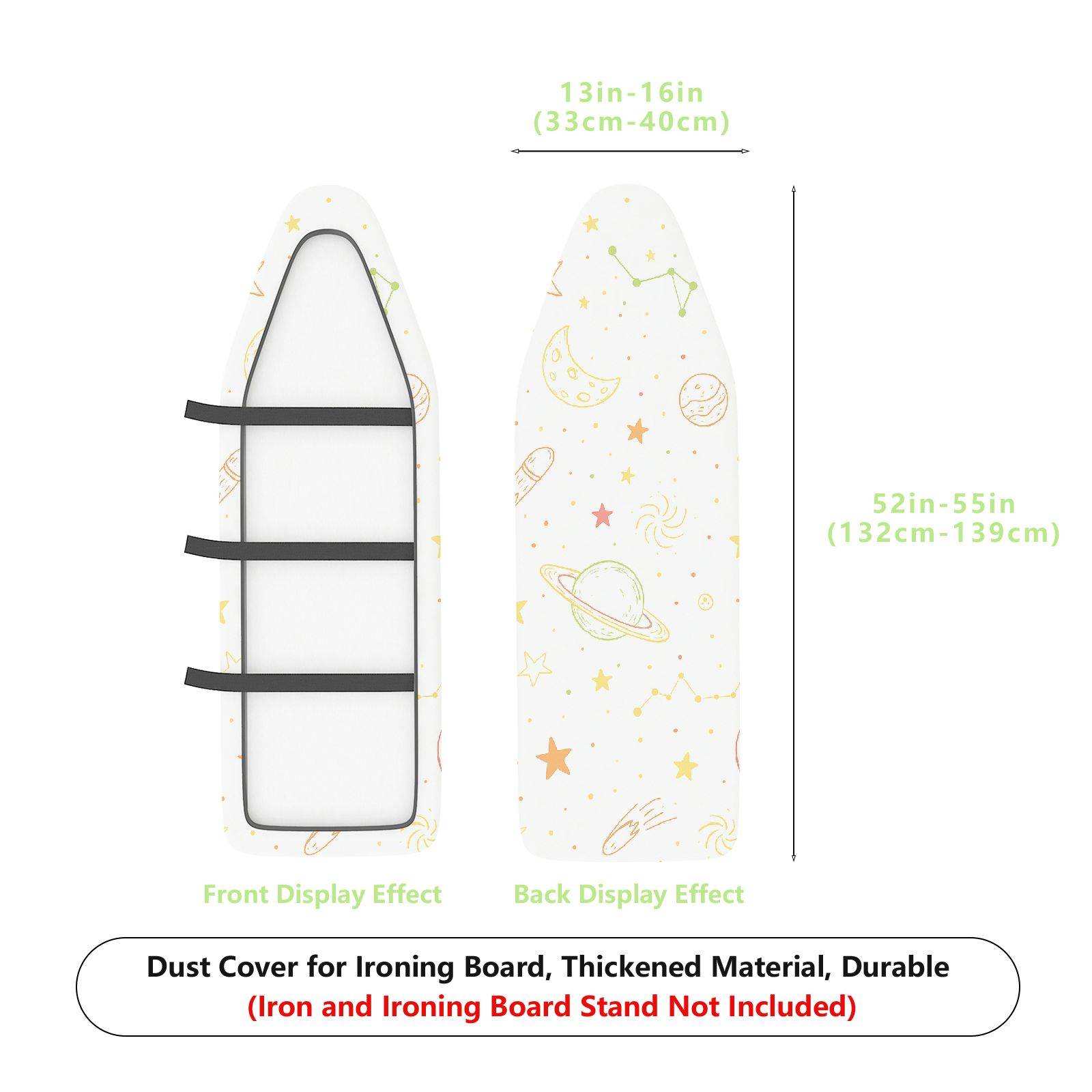 1-Piece Star Moon Rocket  Ironing Board Cover, Universal Size, Without Board