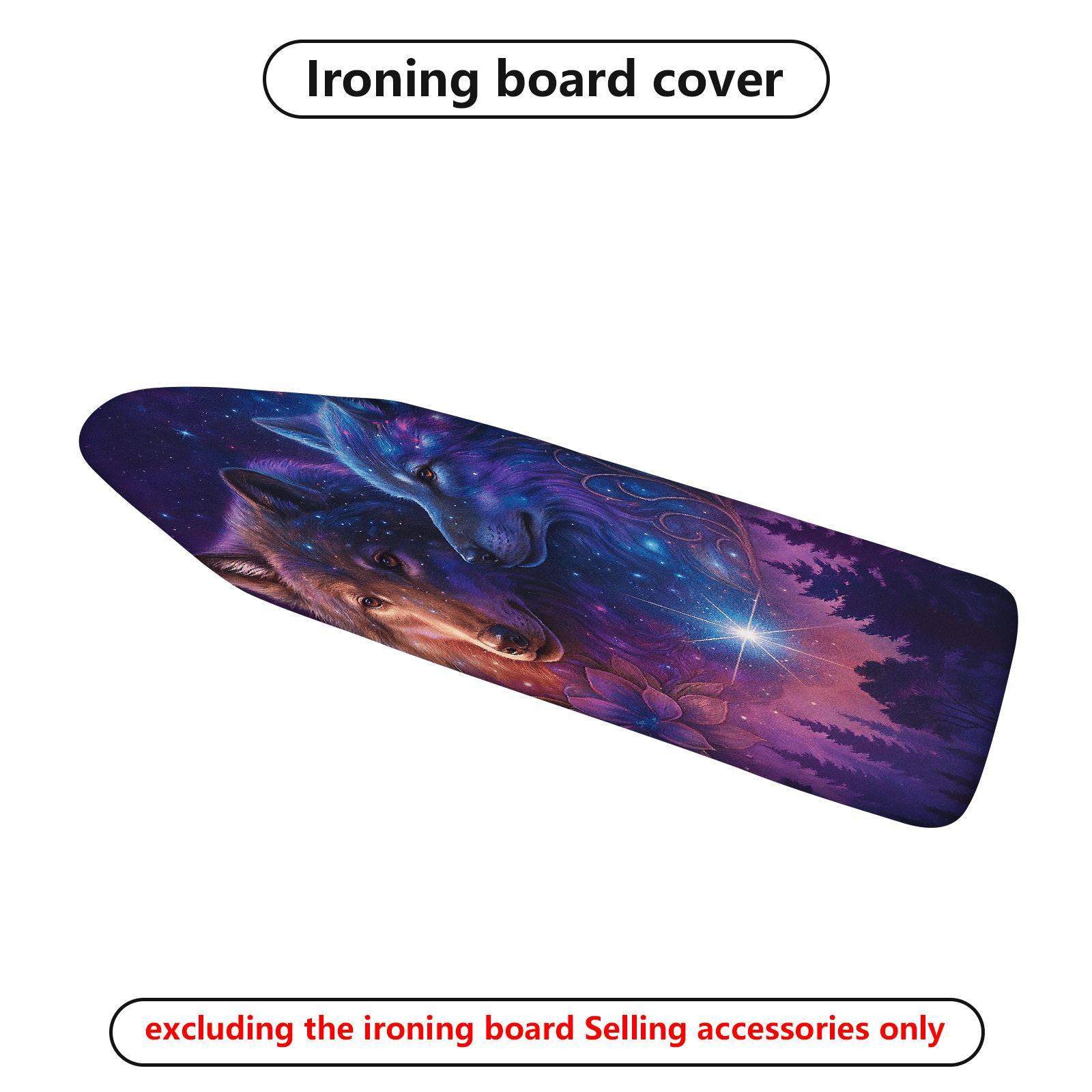 1-Piece Starry Wolf Universe Woodland  Ironing Board Cover, Universal Size, Without Board