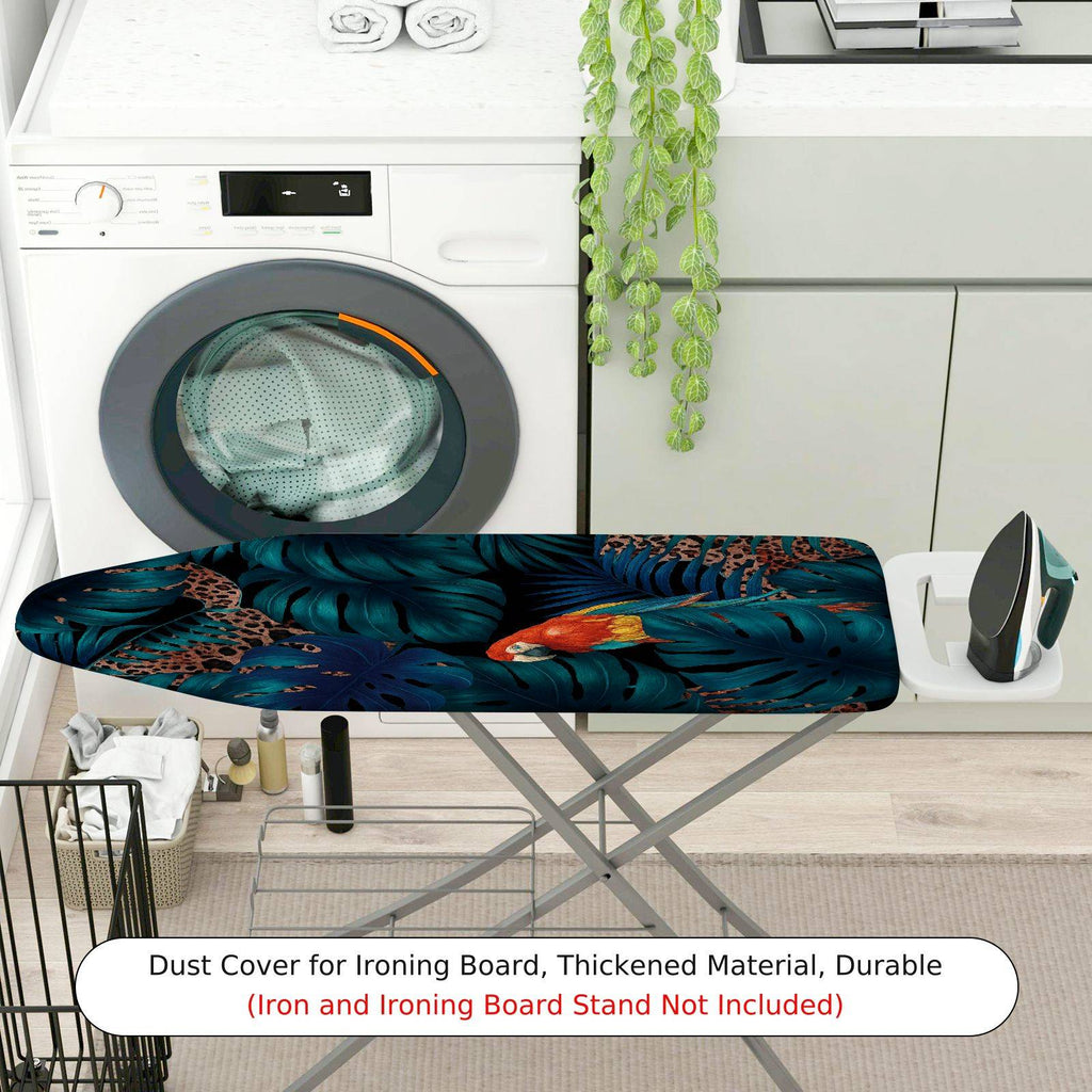 1-Piece Tropical Jungle Parrot Leaves  Ironing Board Cover, Universal Size, Without Board