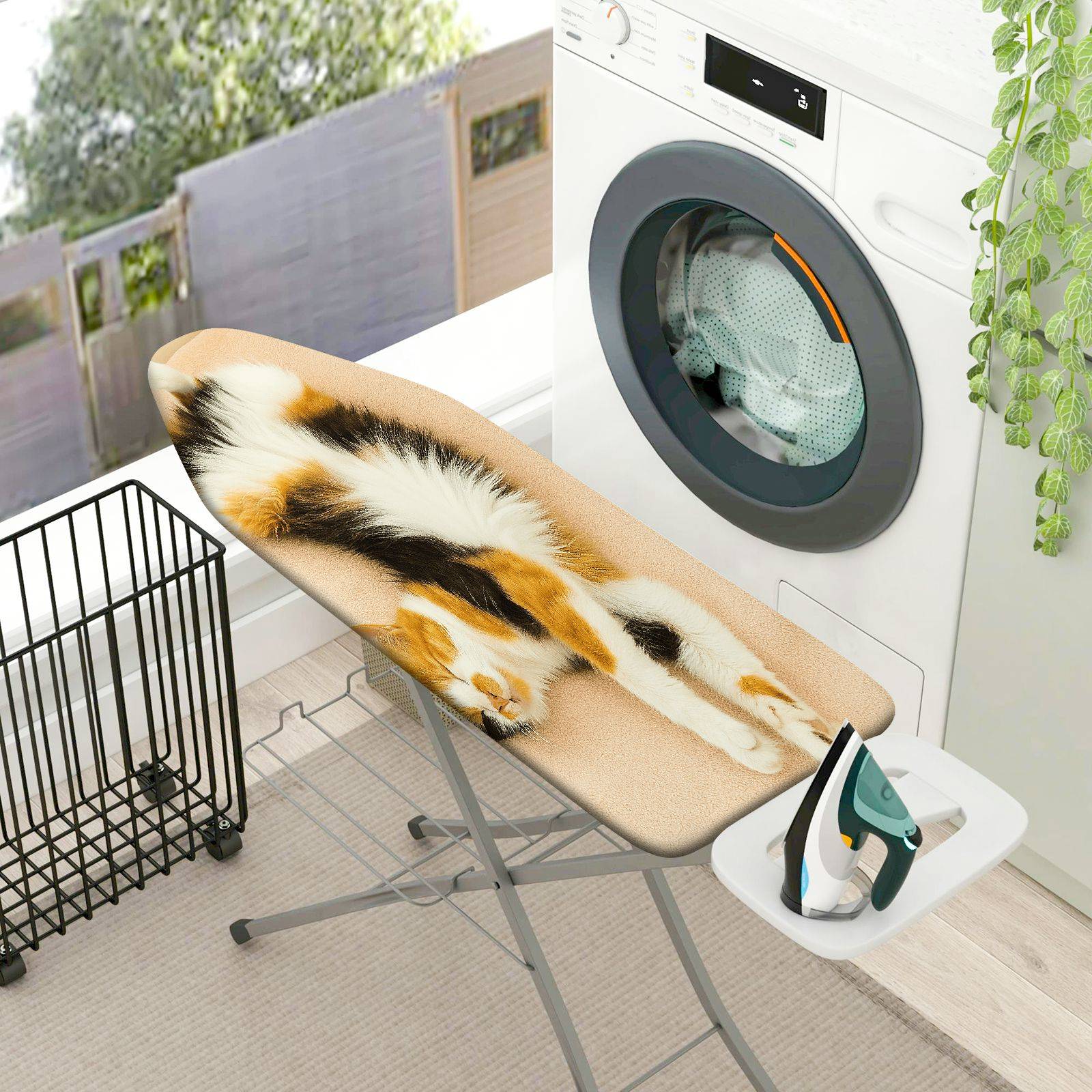 1-Piece Cat Figure Animal Relaxation  Ironing Board Cover, Universal Size, Without Board