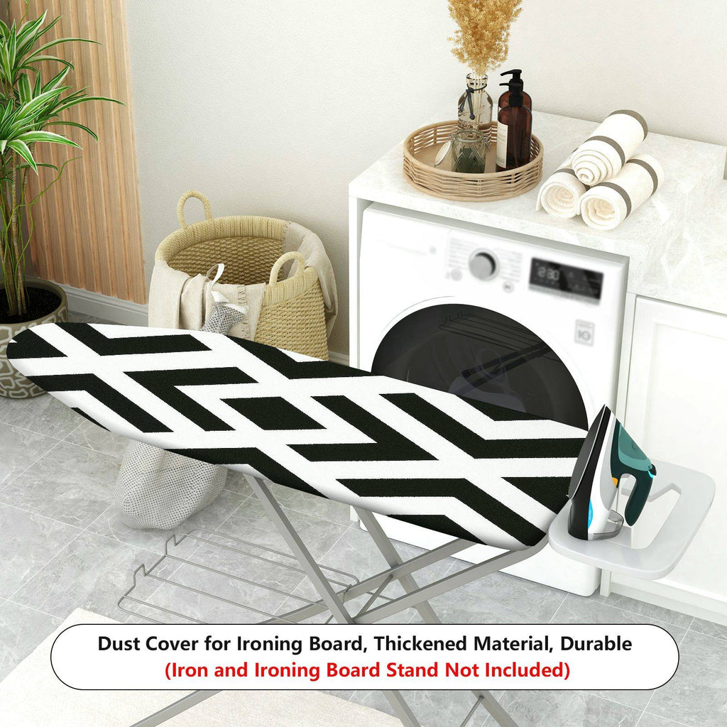 1-Piece Geometric Diamond Pattern Black and White  Ironing Board Cover, Universal Size, Without Board