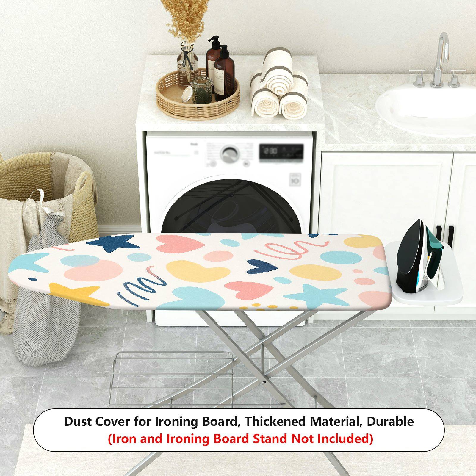 1-Piece Star Heart Pattern Abstract Shapes  Ironing Board Cover, Universal Size, Without Board