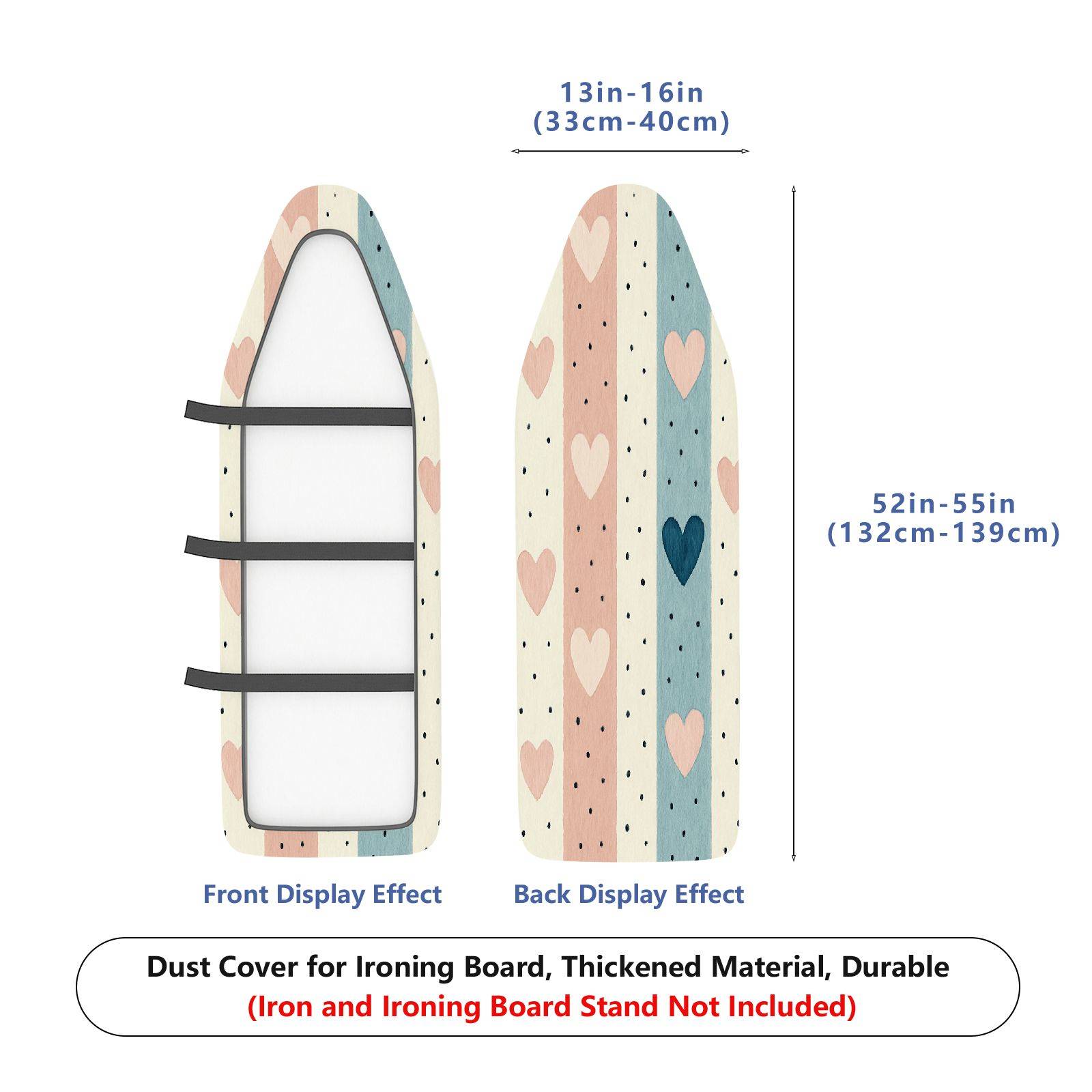 1-Piece Heart Striped Pattern Multicolor  Ironing Board Cover, Universal Size, Without Board