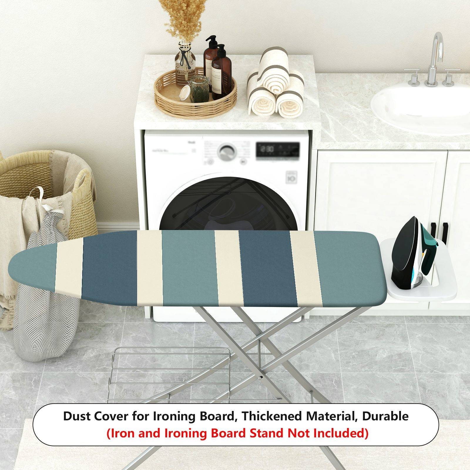 1-Piece Striped Pattern Blue Grey  Ironing Board Cover, Universal Size, Without Board