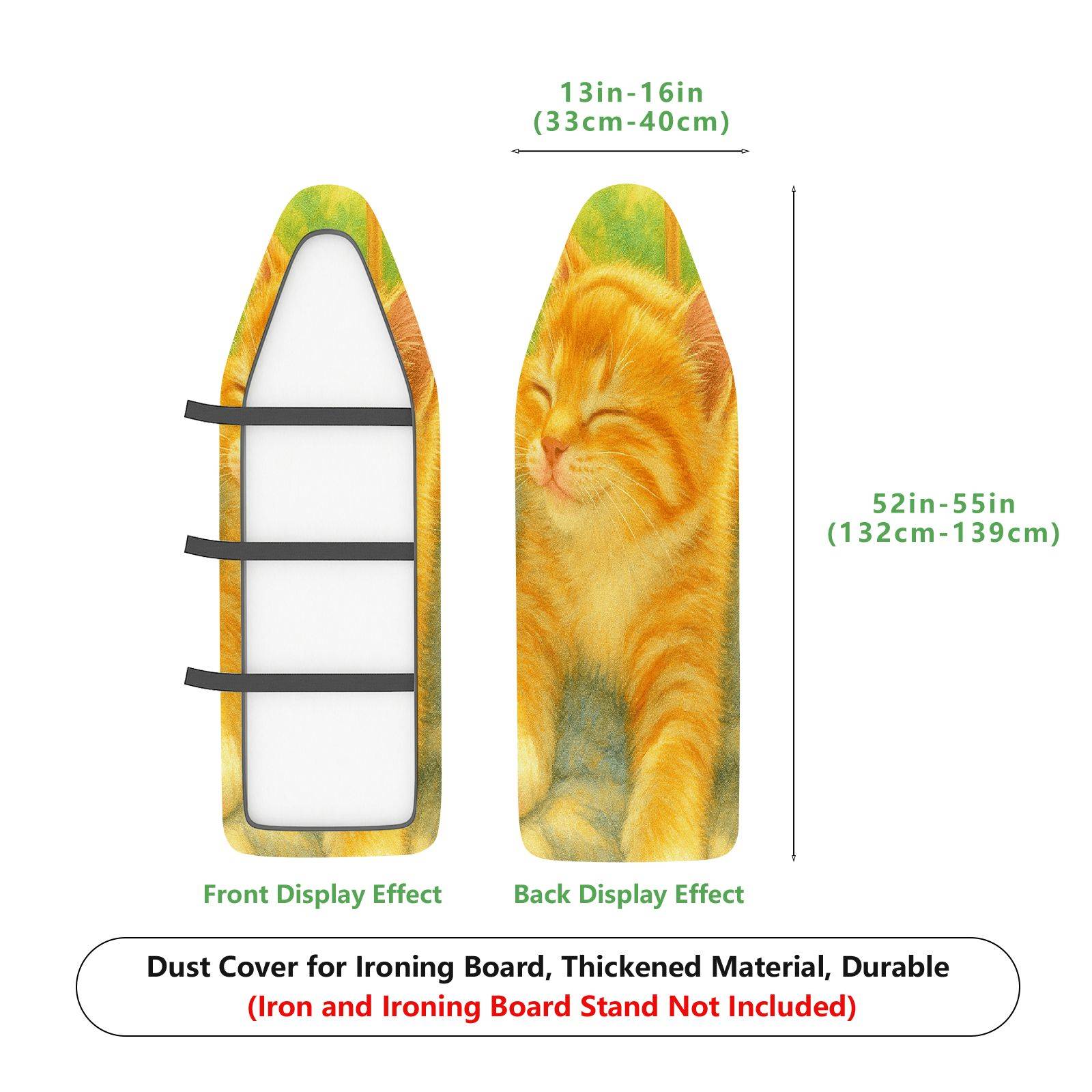 1-Piece Cat Pattern Sleeping Yellow Feline  Ironing Board Cover, Universal Size, Without Board