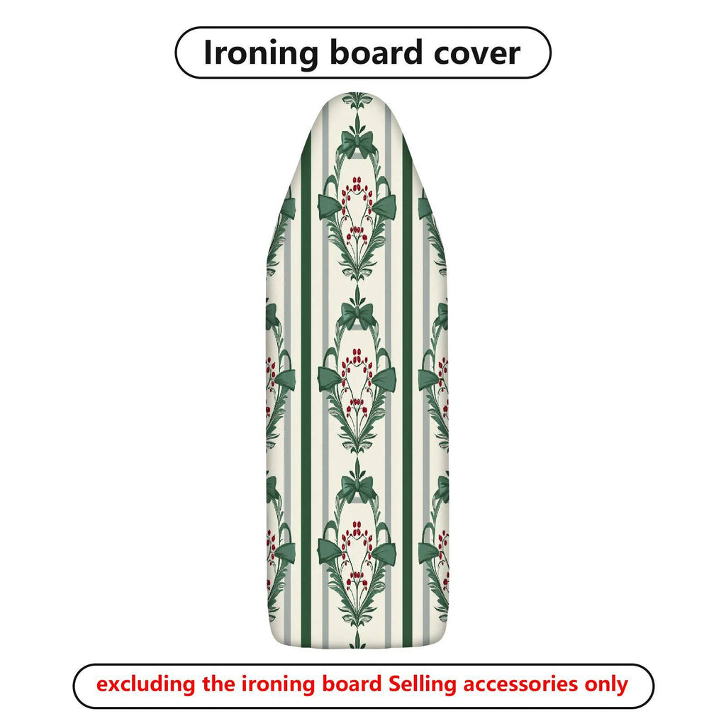 1-Piece Christmas Green Bow Stripe  Ironing Board Cover, Universal Size, Without Board
