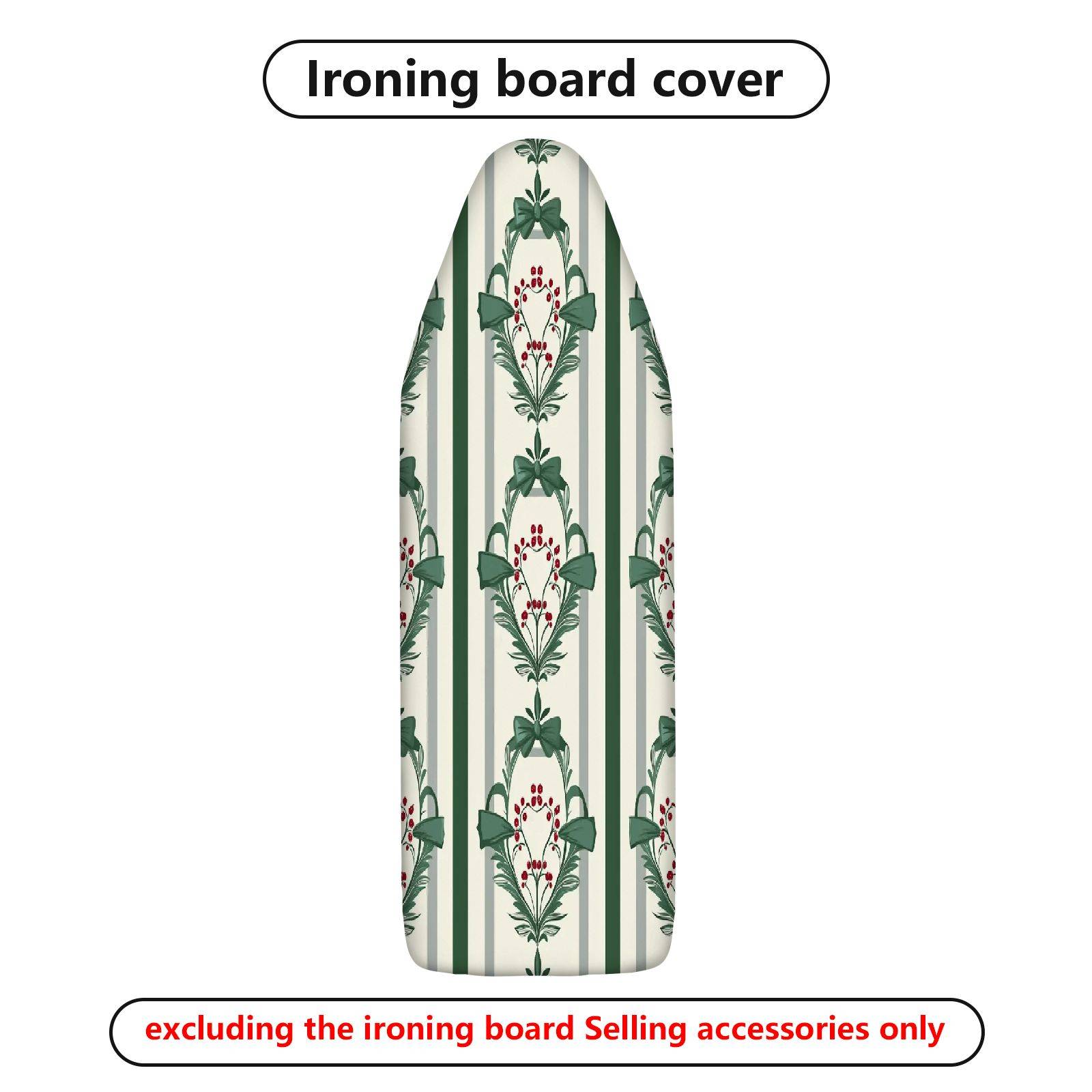1-Piece Christmas Green Bow Stripe  Ironing Board Cover, Universal Size, Without Board
