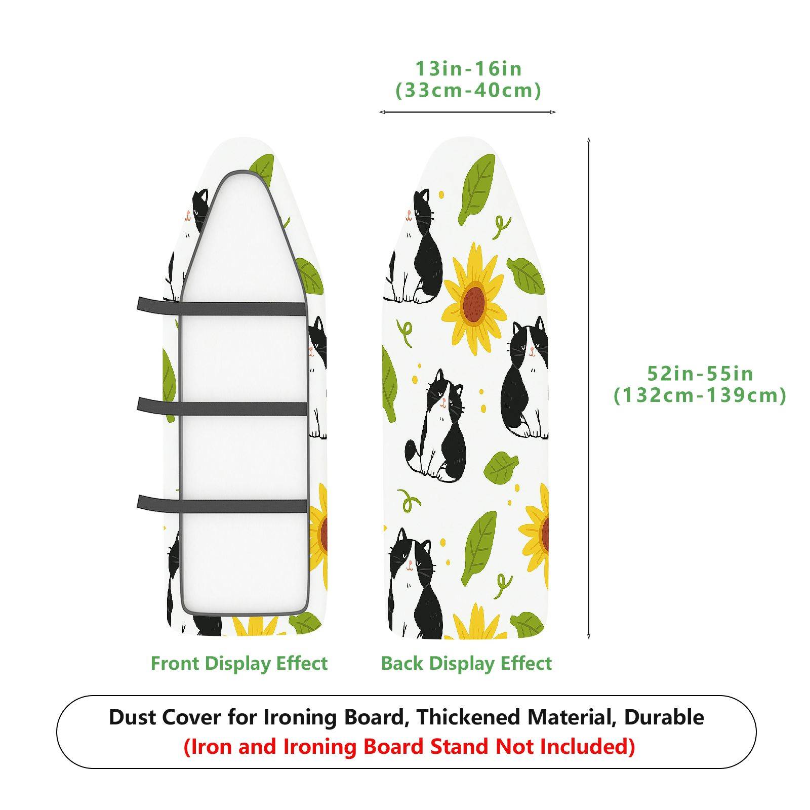 1-Piece Cats Sunflowers Leaves  Ironing Board Cover, Universal Size, Without Board