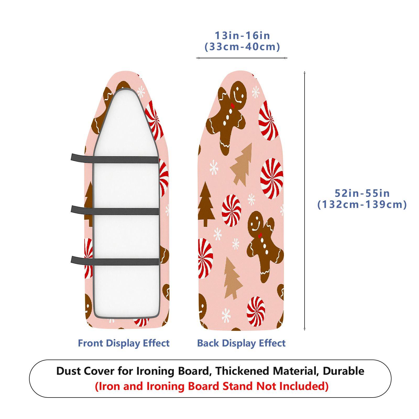 1-Piece Christmas Candy Gingerbread Tree  Ironing Board Cover, Universal Size, Without Board