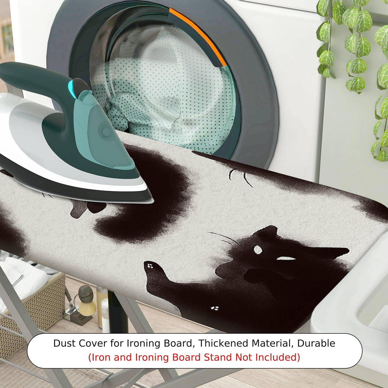 1-Piece Black Cat Pattern Whimsical Art  Ironing Board Cover, Universal Size, Without Board