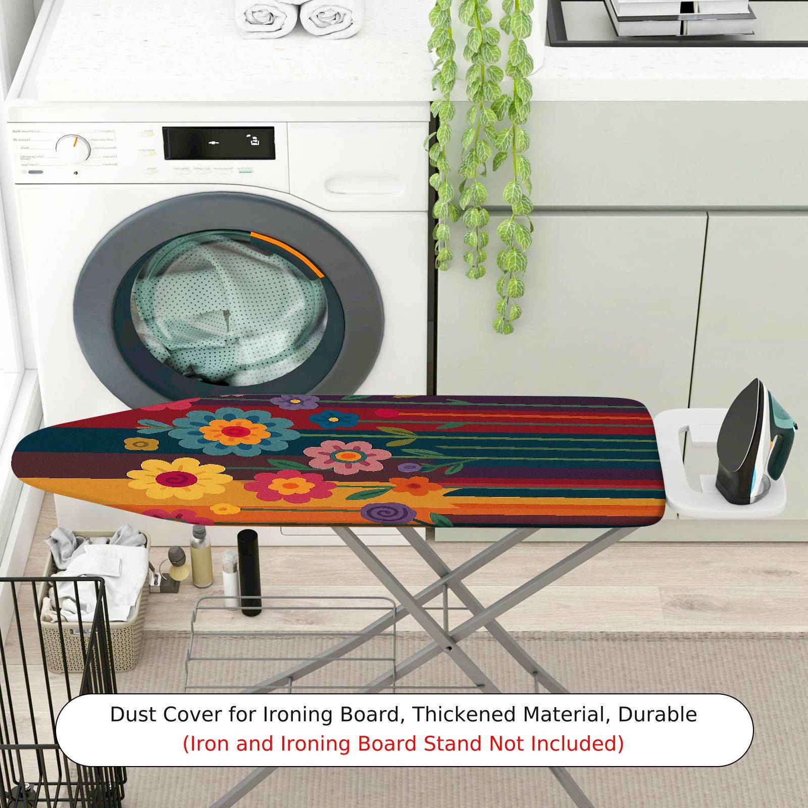 1-Piece Floral Colorful Striped  Ironing Board Cover, Universal Size, Without Board