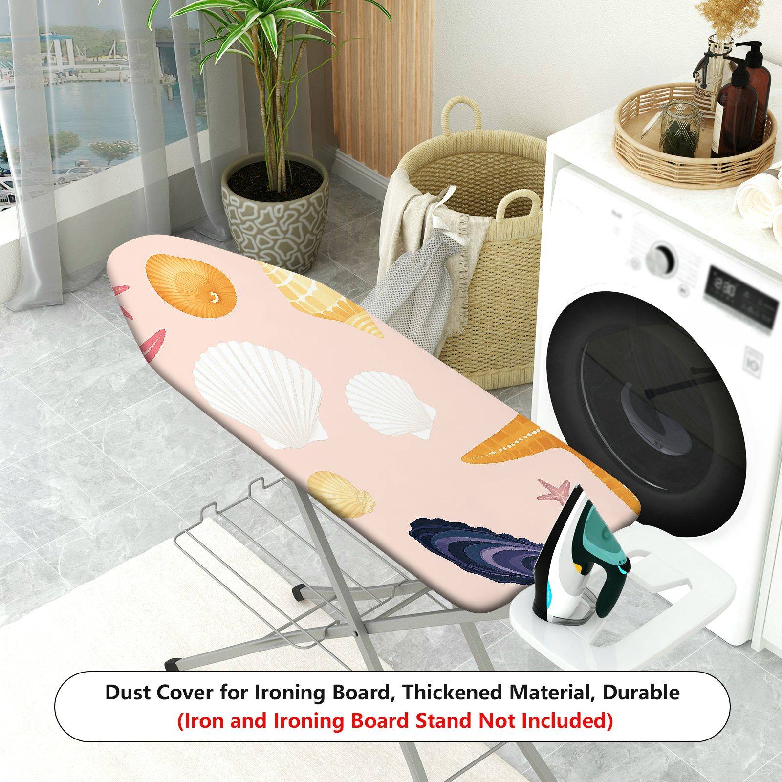 1-Piece Seashell Starfish Ocean  Ironing Board Cover, Universal Size, Without Board