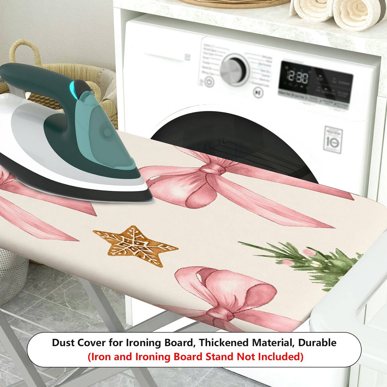 1-Piece Christmas Bow Tree Star  Ironing Board Cover, Universal Size, Without Board