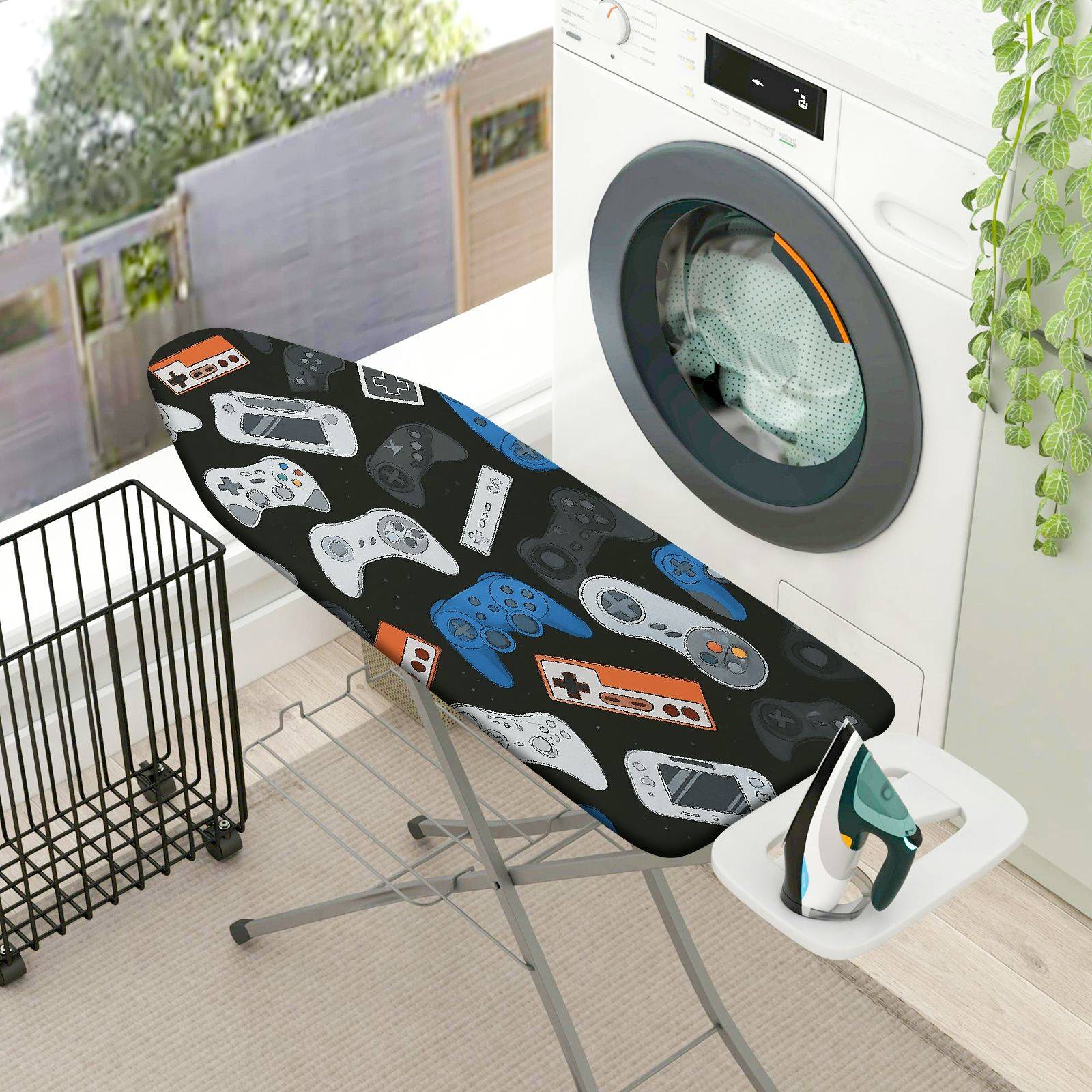 1-Piece Retro Game Controller Black  Ironing Board Cover, Universal Size, Without Board