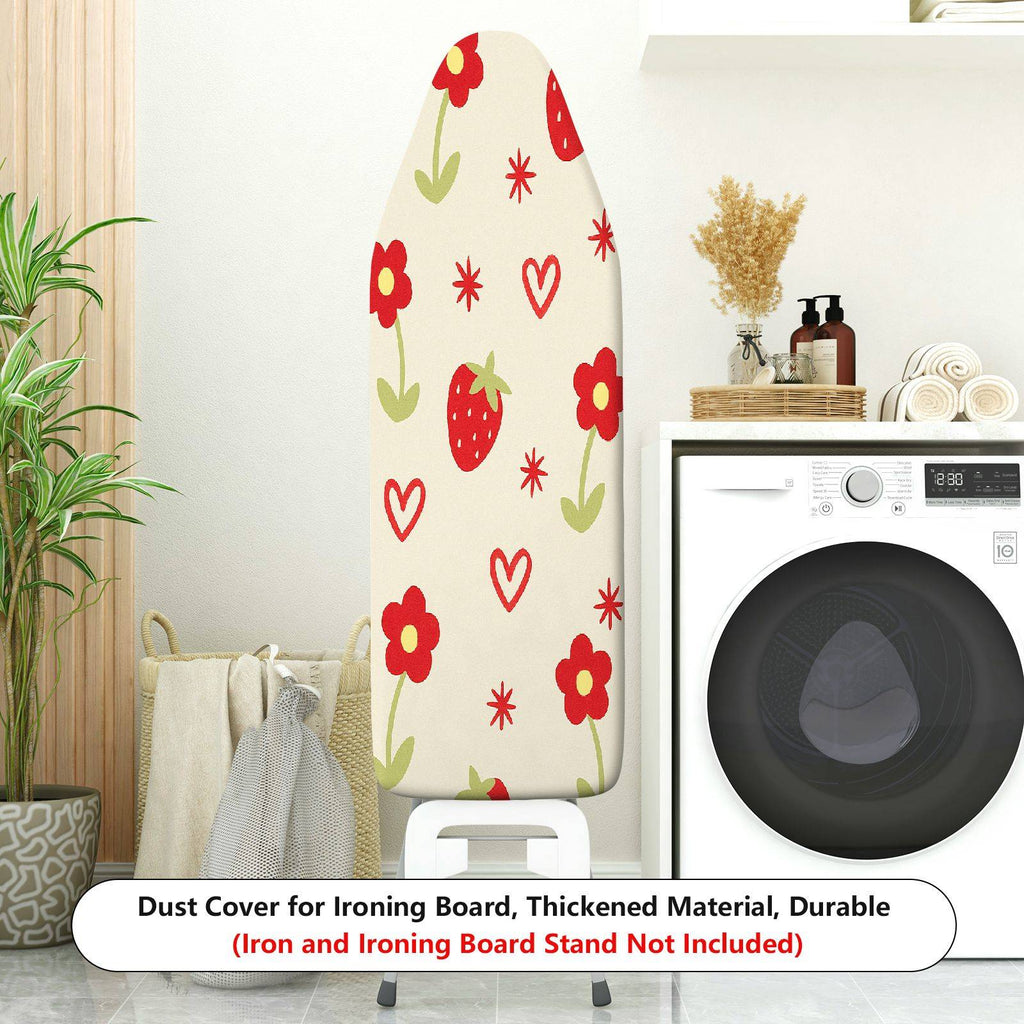 1-Piece Strawberry Floral Heart  Ironing Board Cover, Universal Size, Without Board