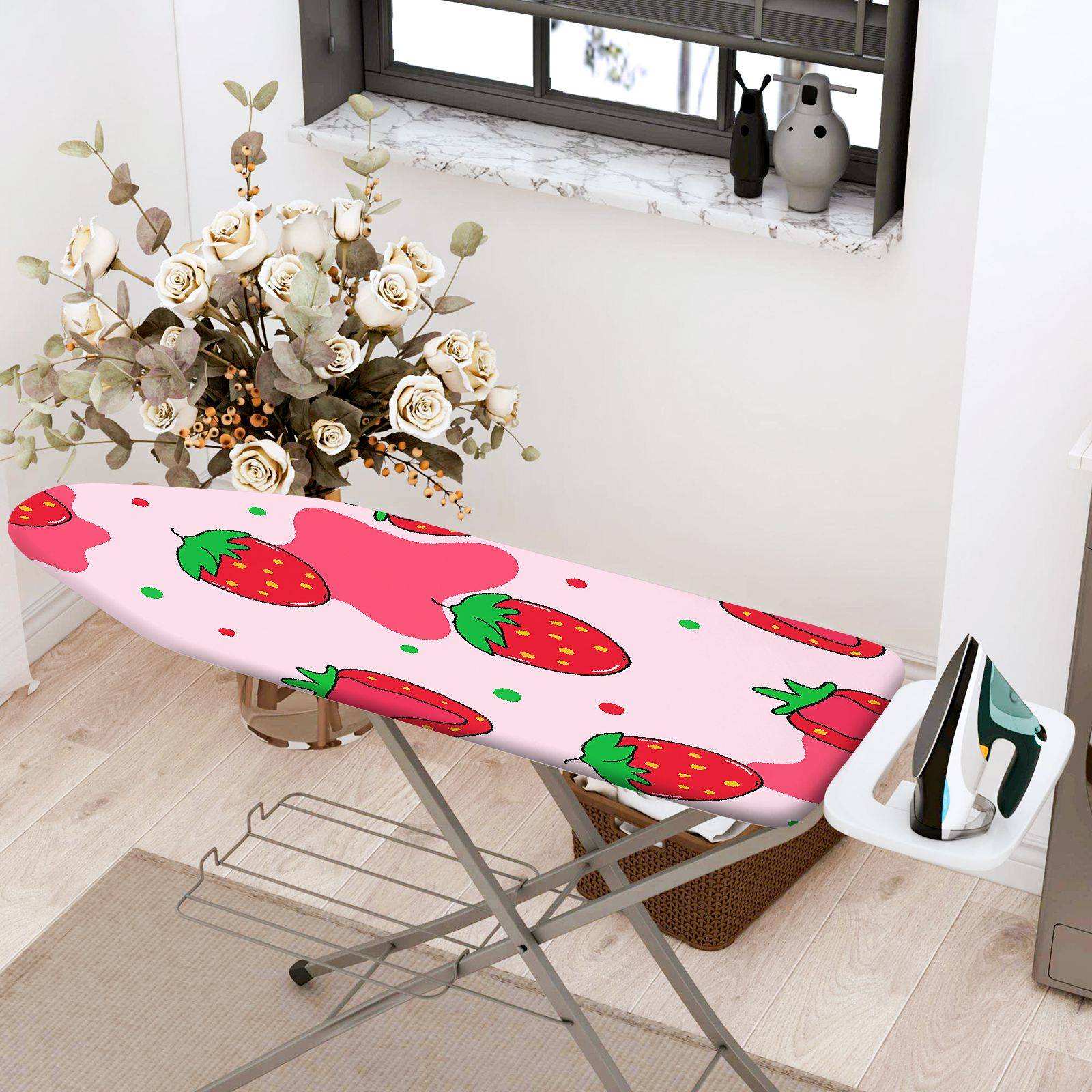 1-Piece Strawberry Pink Red  Ironing Board Cover, Universal Size, Without Board