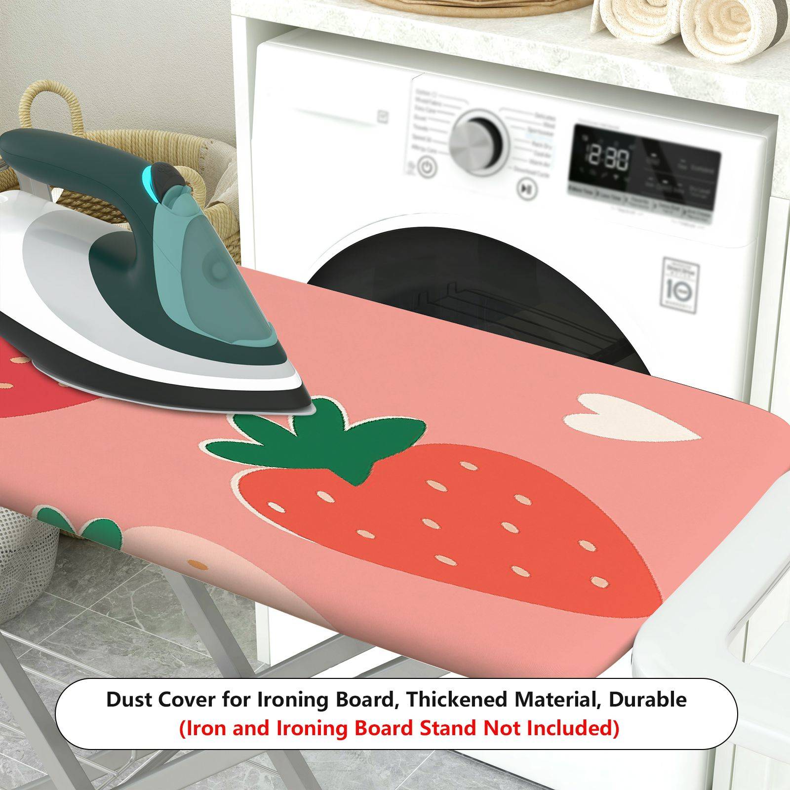 1-Piece Strawberry Heart Pink  Ironing Board Cover, Universal Size, Without Board