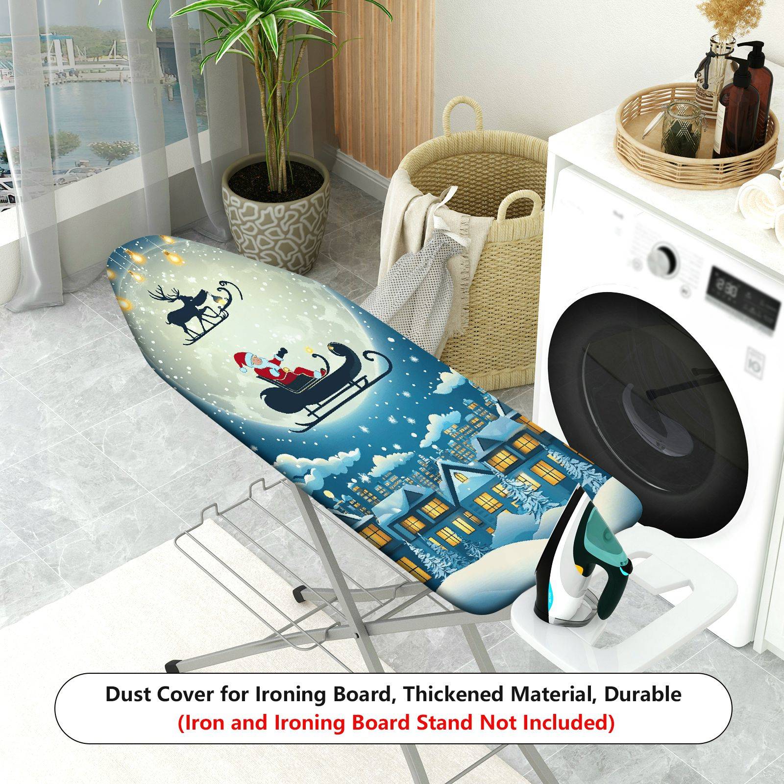 1-Piece Santa Claus Reindeer Snowflake  Ironing Board Cover, Universal Size, Without Board