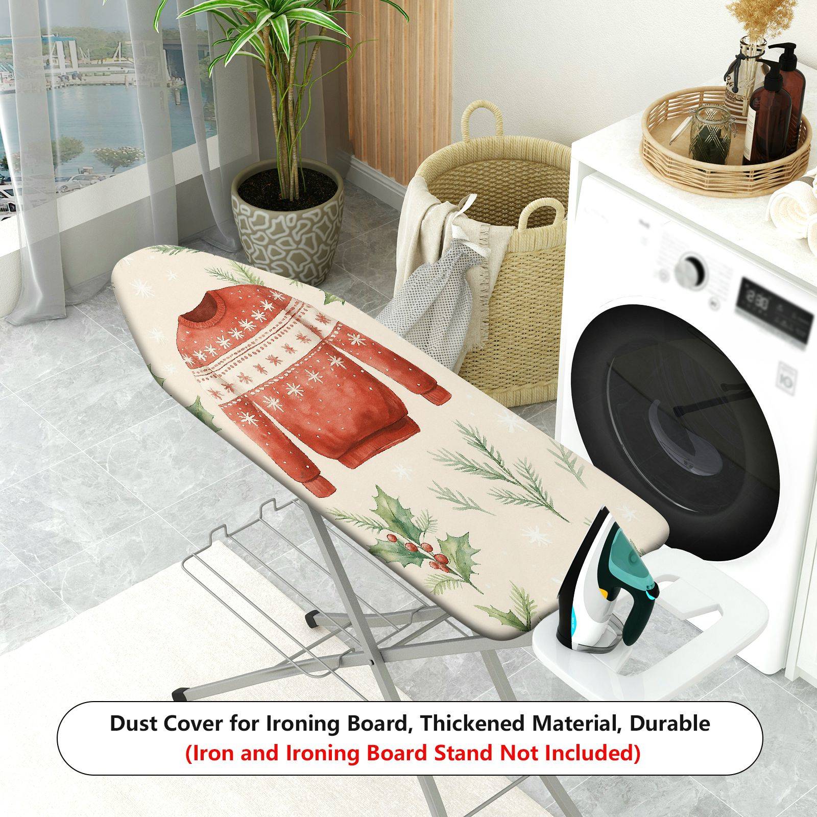 1-Piece Christmas sweater holly seasonal  Ironing Board Cover, Universal Size, Without Board