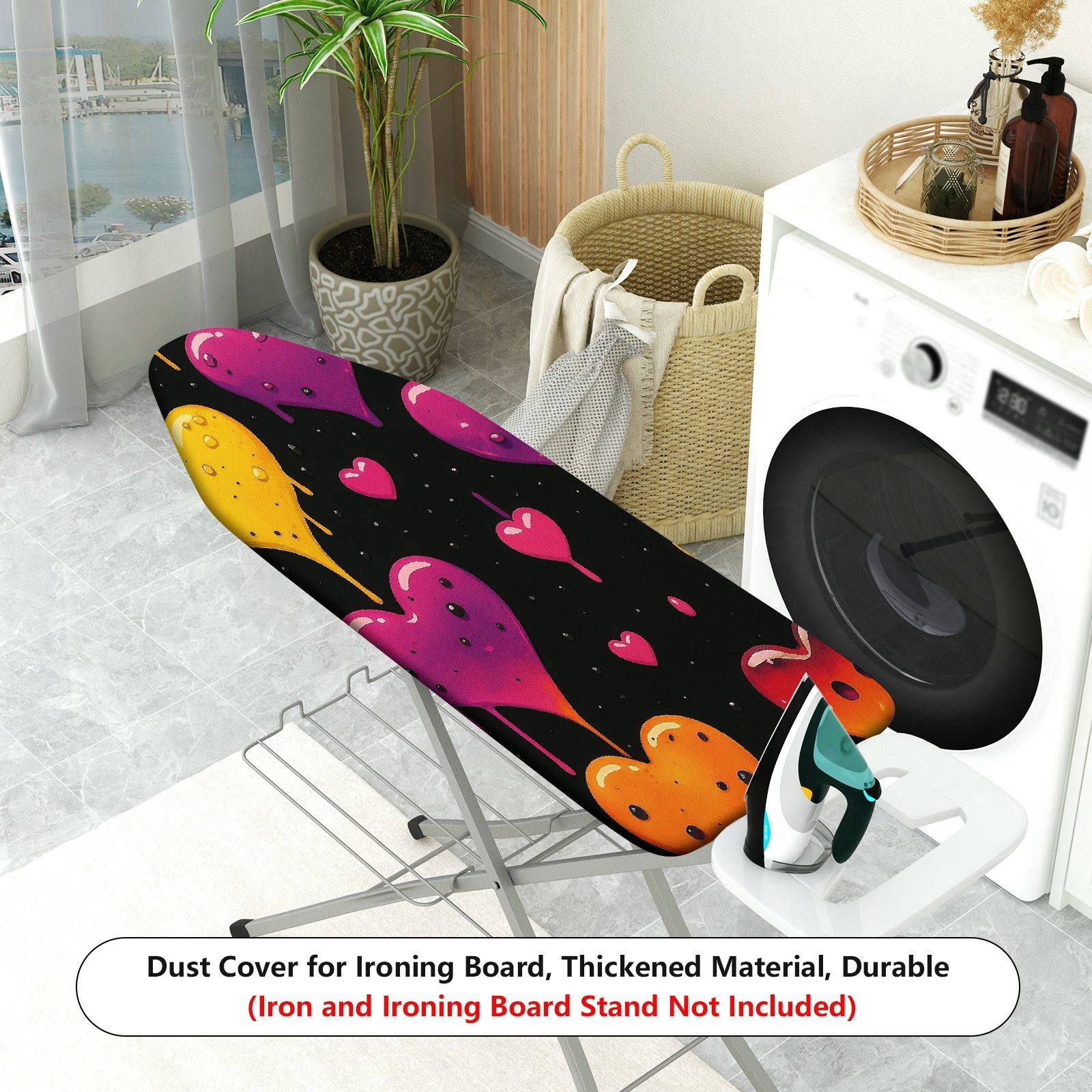 1-Piece Heart Pattern Dripping Colorful Stars  Ironing Board Cover, Universal Size, Without Board