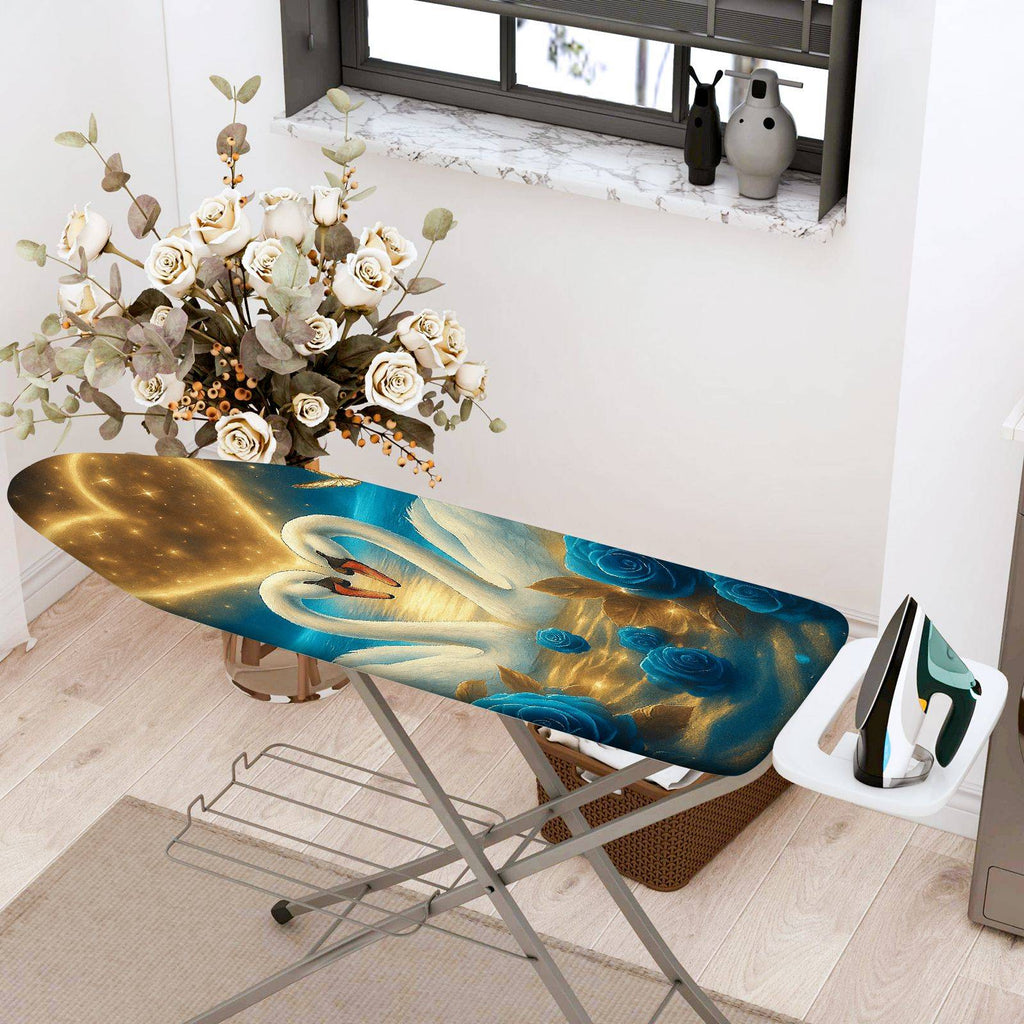 1-Piece Swan Blue Rose Starry  Ironing Board Cover, Universal Size, Without Board