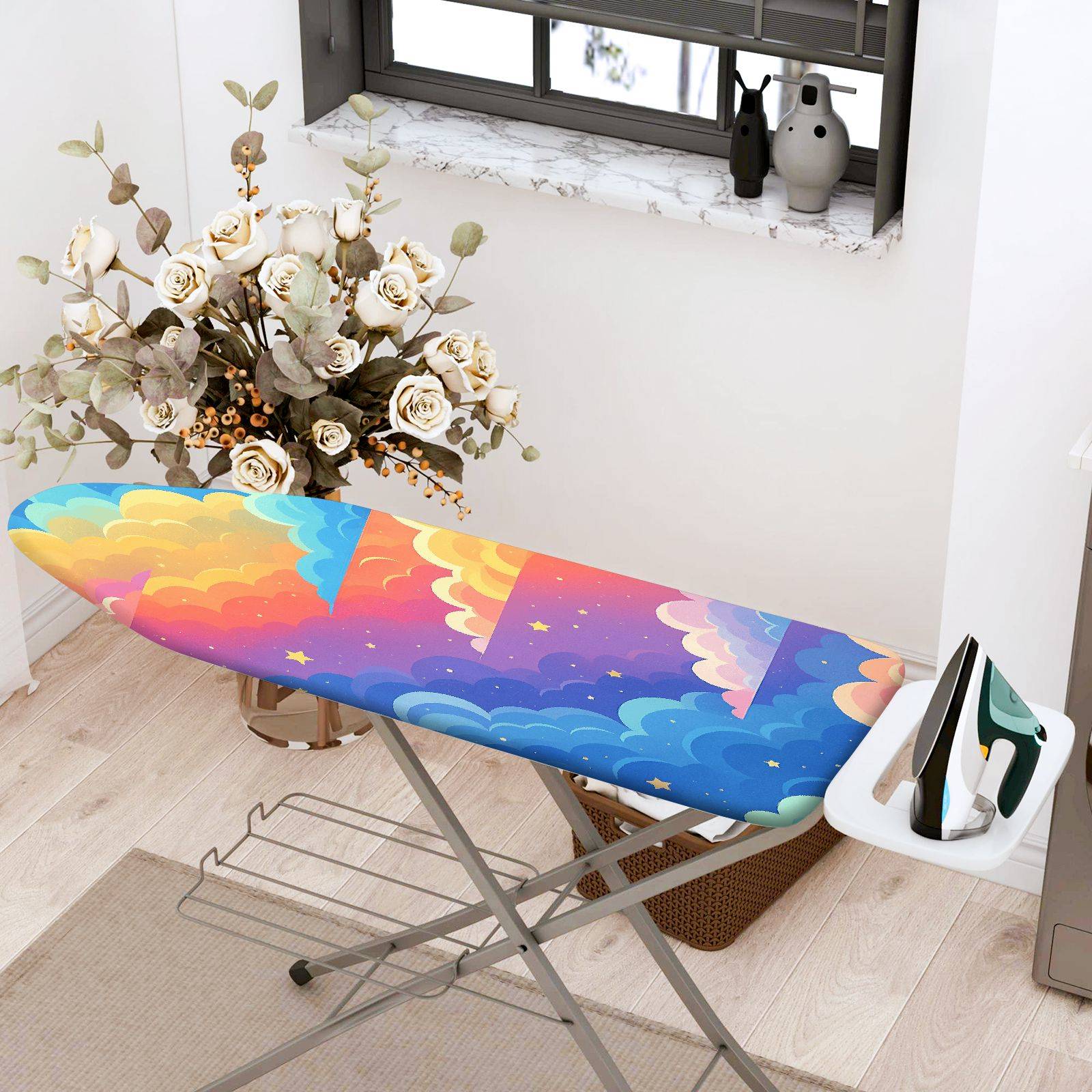 1-Piece Rainbow Cloud Star  Ironing Board Cover, Universal Size, Without Board