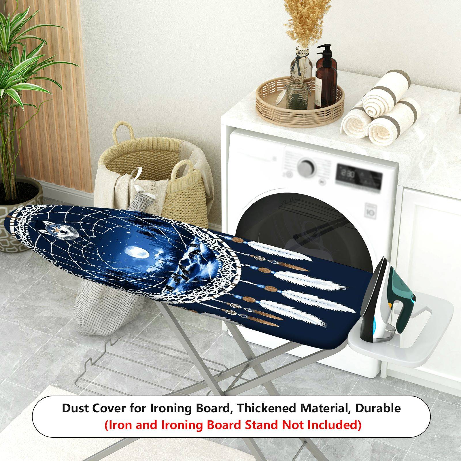 1-Piece Dreamcatcher Wolf Moonlight  Ironing Board Cover, Universal Size, Without Board