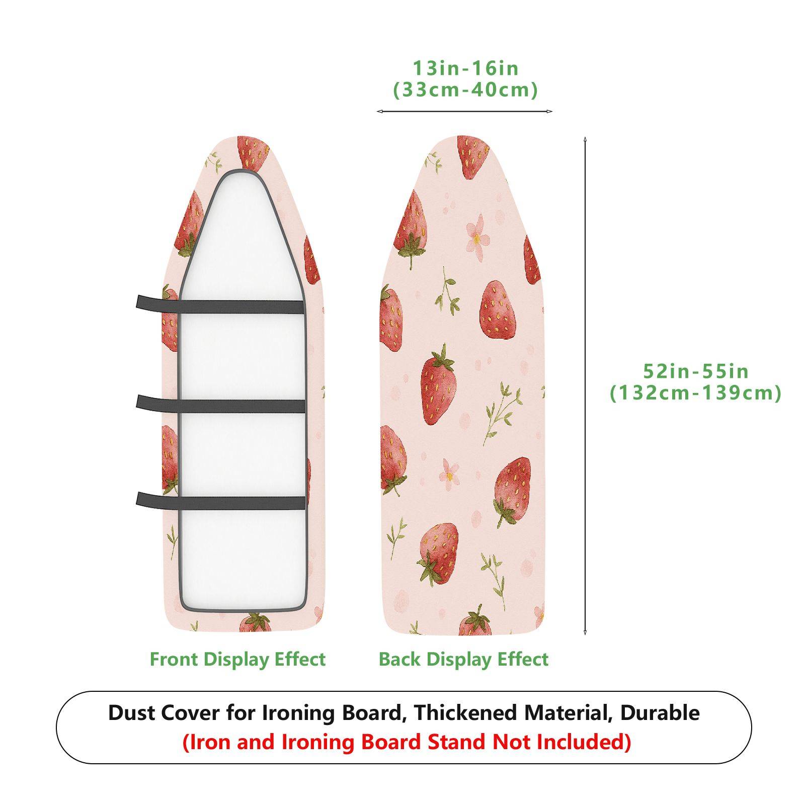 1-Piece Strawberry Floral Pattern  Ironing Board Cover, Universal Size, Without Board