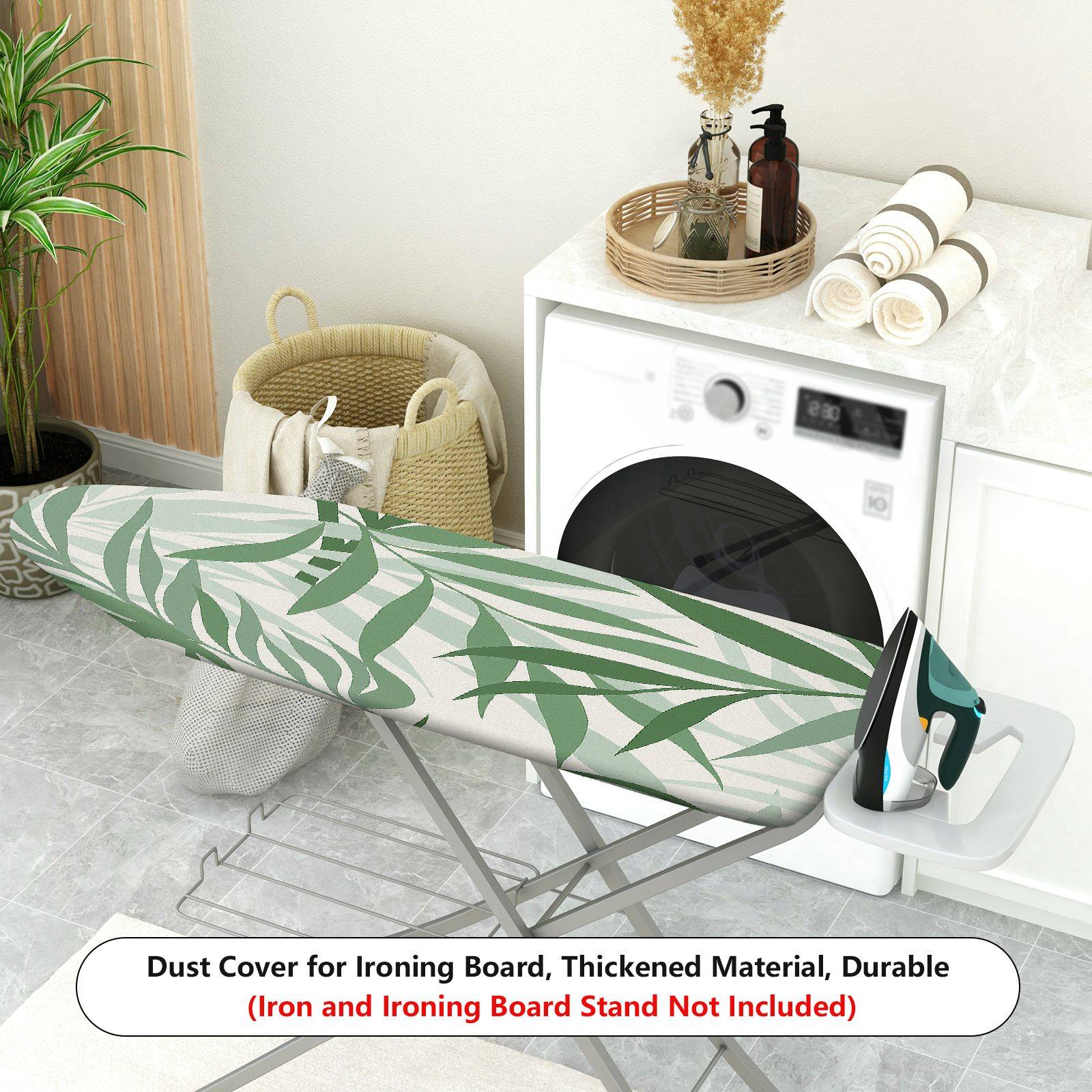1-Piece Green Leaf Tropical Forest Nature  Ironing Board Cover, Universal Size, Without Board