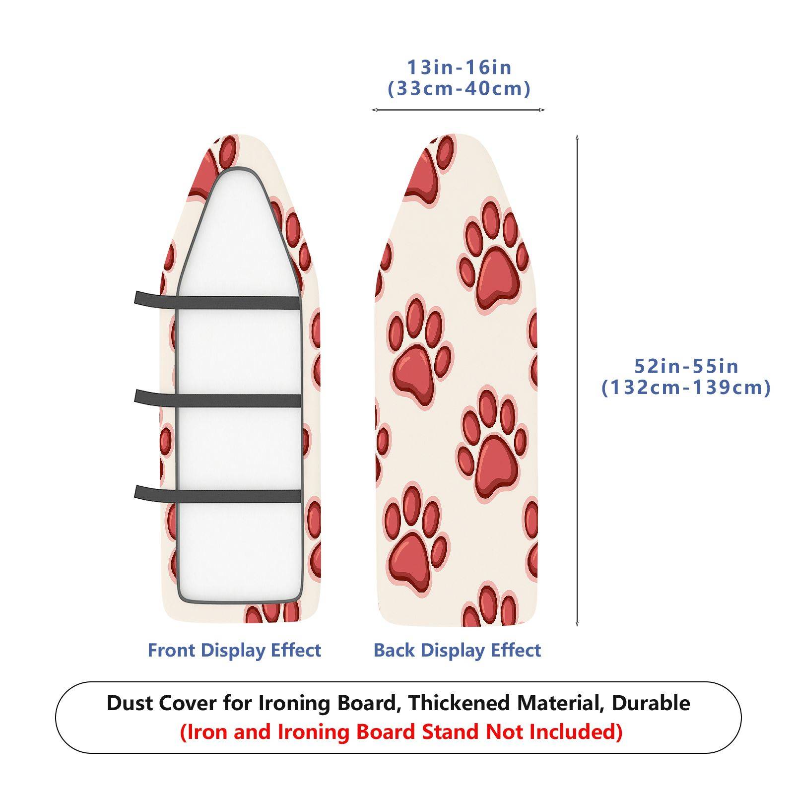 1-Piece Animal Print Paw Cat Dog  Ironing Board Cover, Universal Size, Without Board