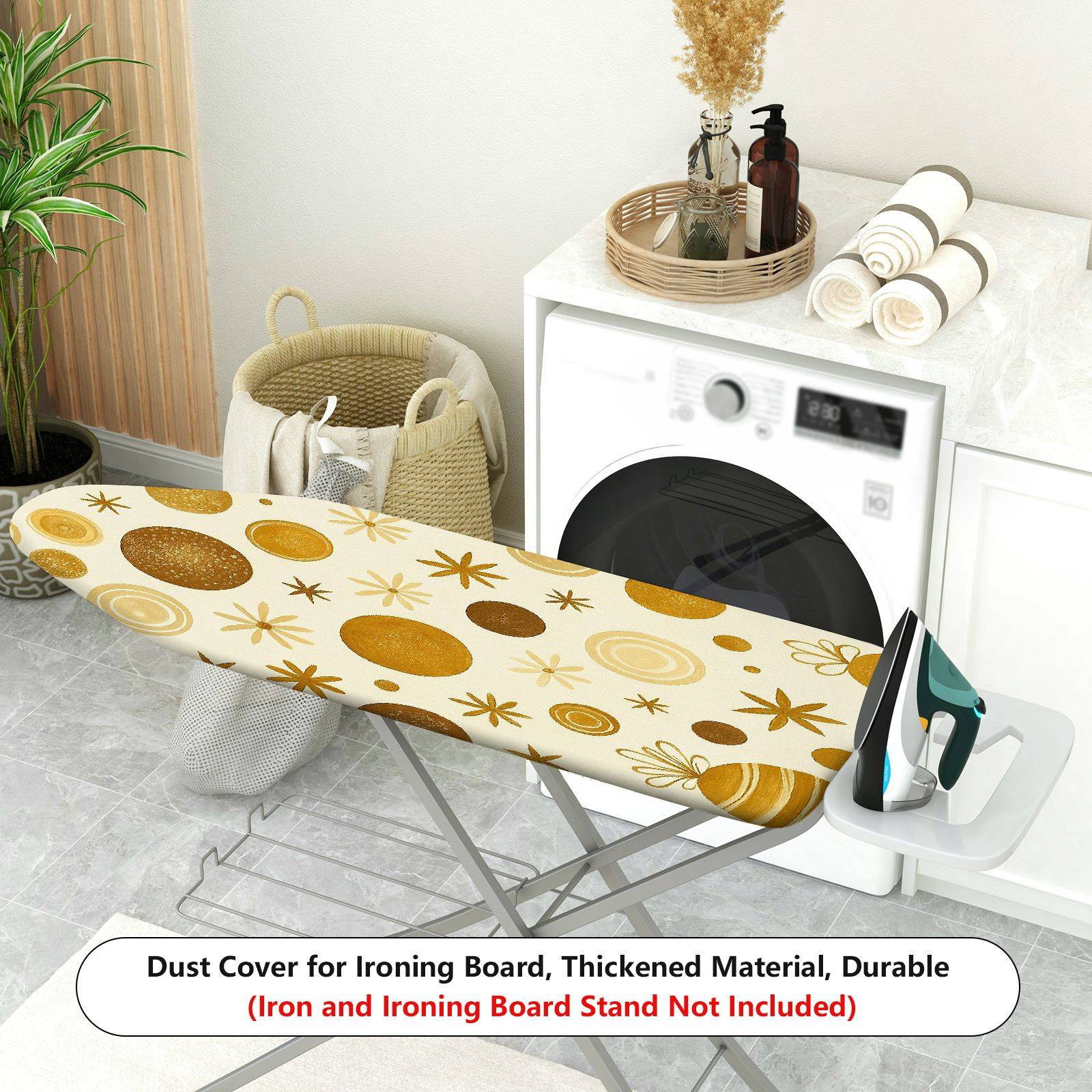 1-Piece Golden Circle Star Ornament Pattern  Ironing Board Cover, Universal Size, Without Board