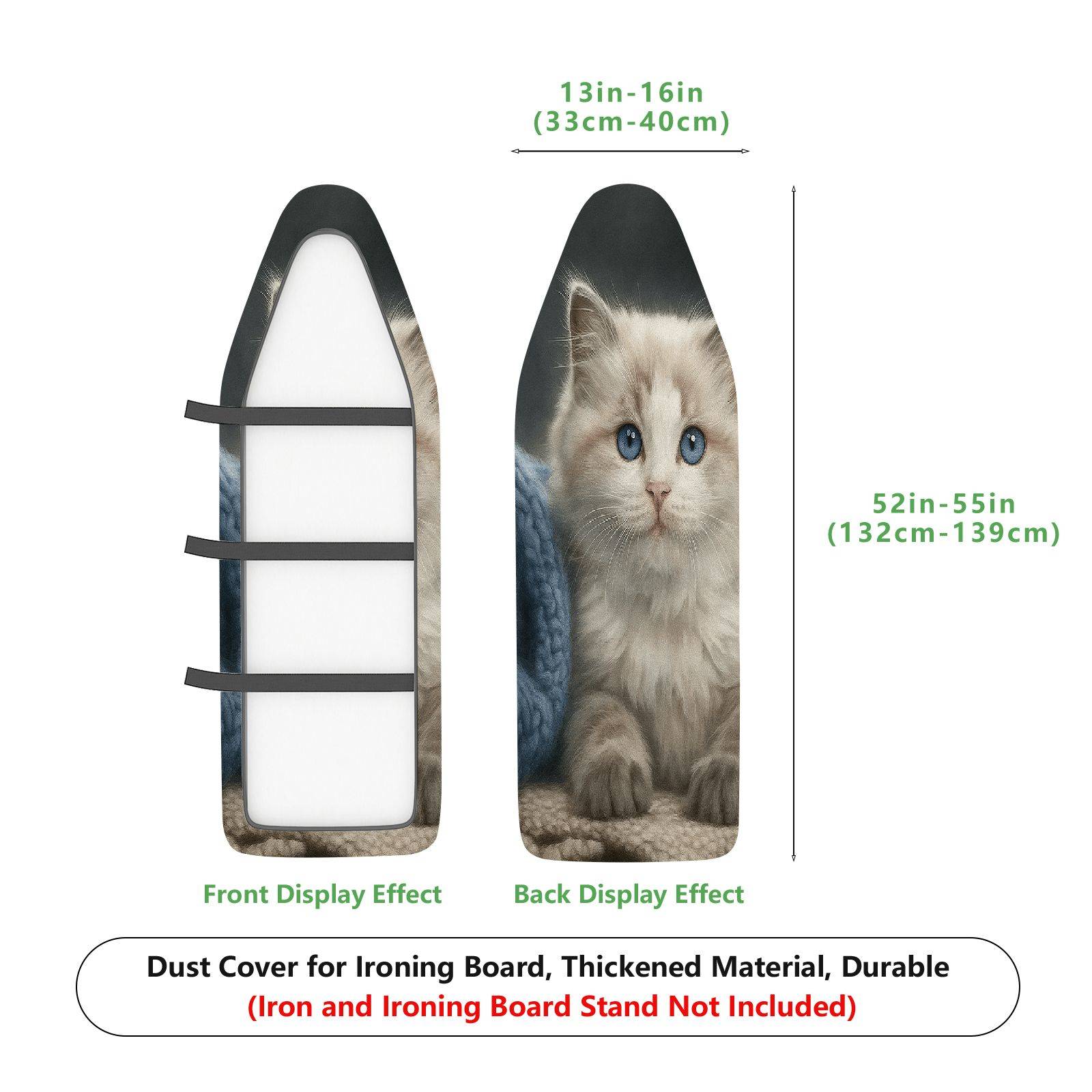 1-Piece Cat Kitten Blue  Ironing Board Cover, Universal Size, Without Board