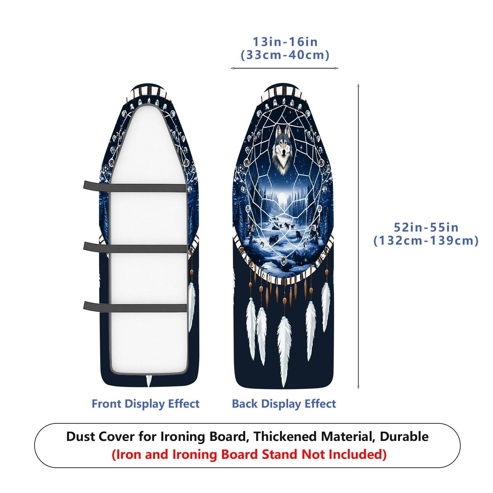 1-Piece Wolf Dream Catcher Feathers  Ironing Board Cover, Universal Size, Without Board