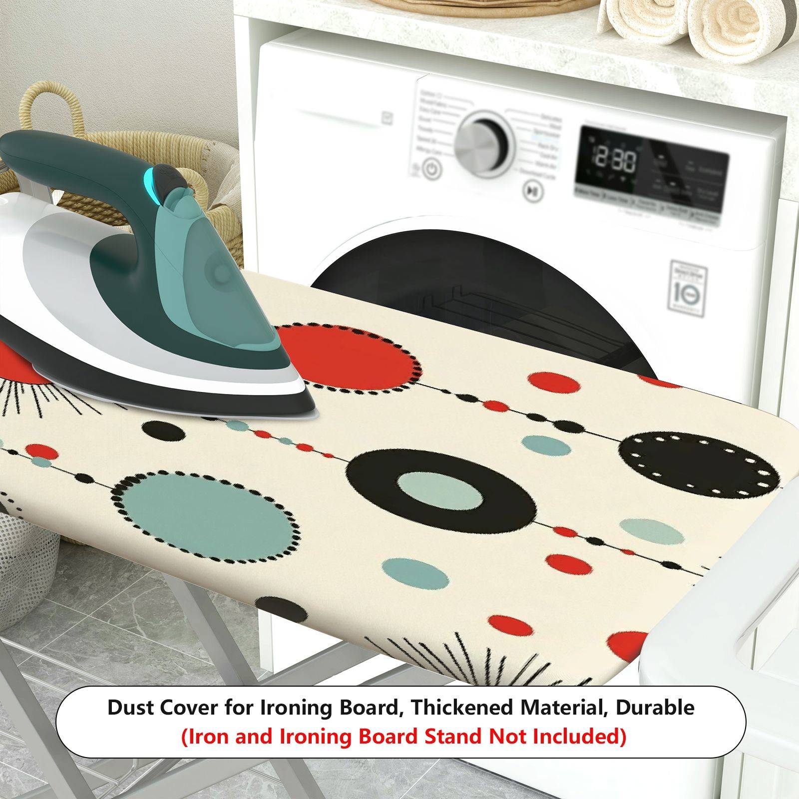 1-Piece Retro Modern Geometric Circles  Ironing Board Cover, Universal Size, Without Board
