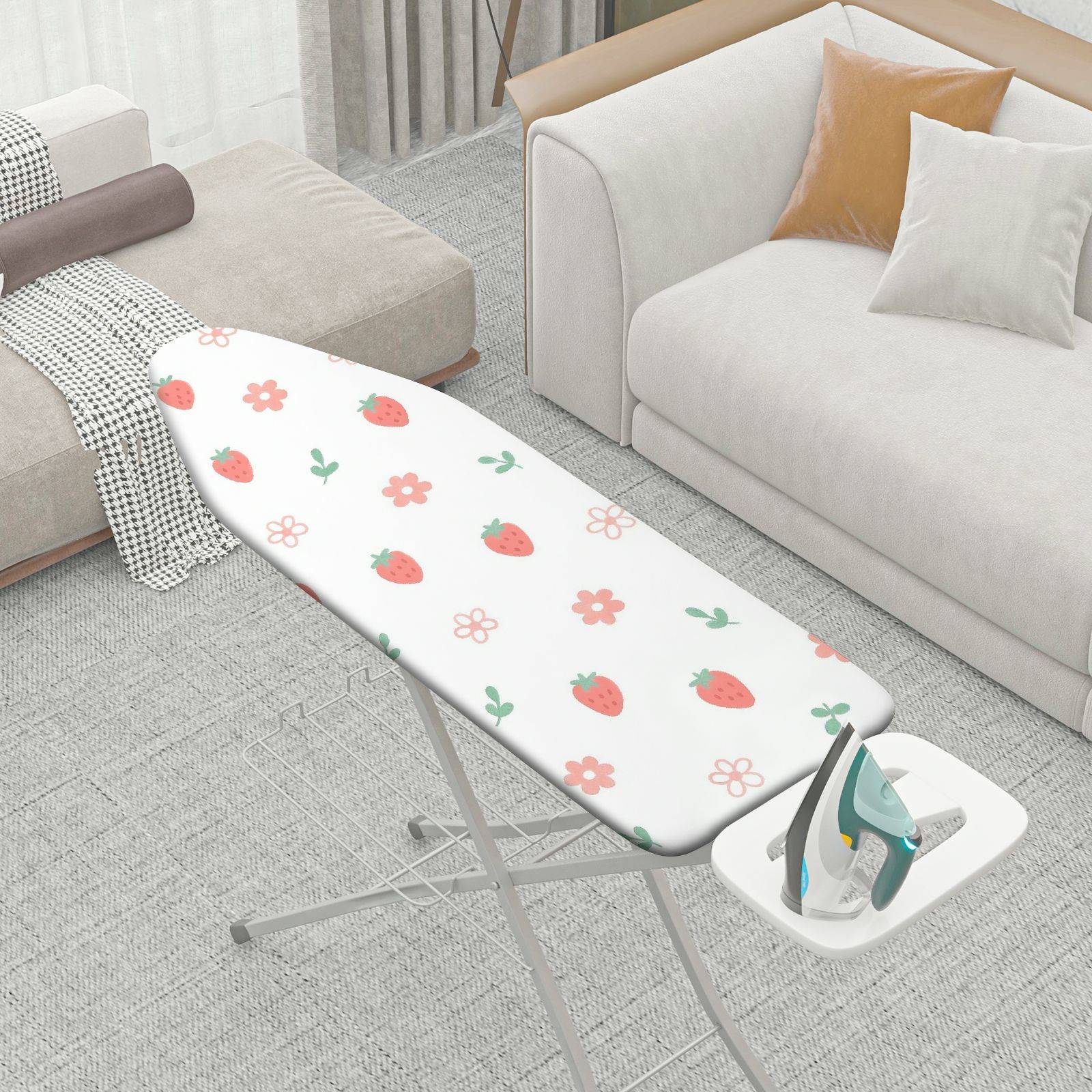 1-Piece Strawberry Floral  Ironing Board Cover, Universal Size, Without Board
