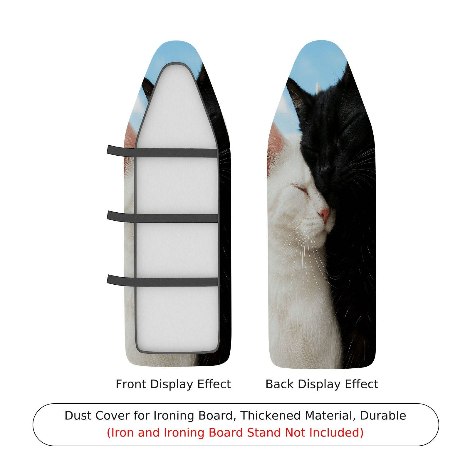 1-Piece Cat Black White Sleeping  Ironing Board Cover, Universal Size, Without Board