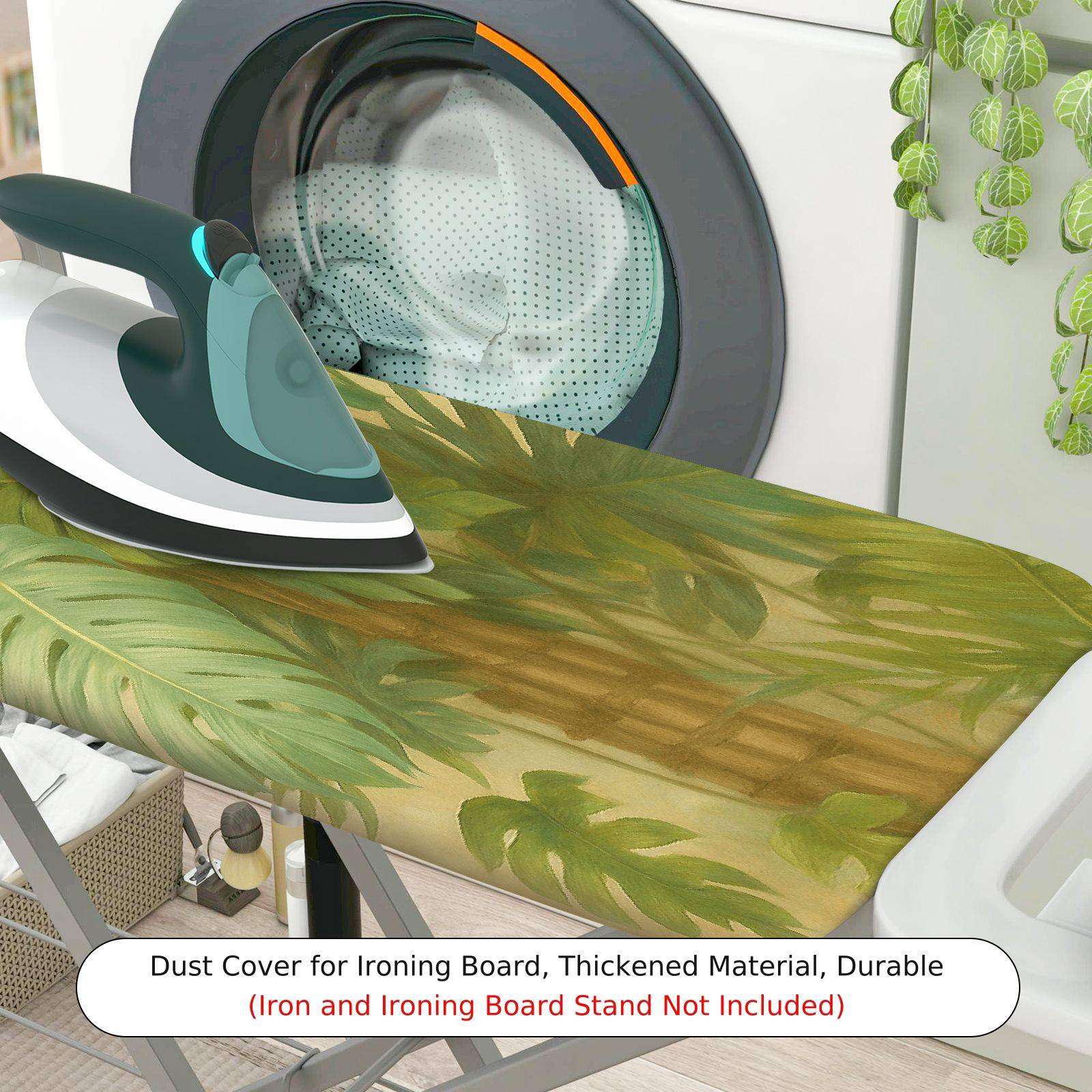 1-Piece Tropical Leaves Green Nature  Ironing Board Cover, Universal Size, Without Board